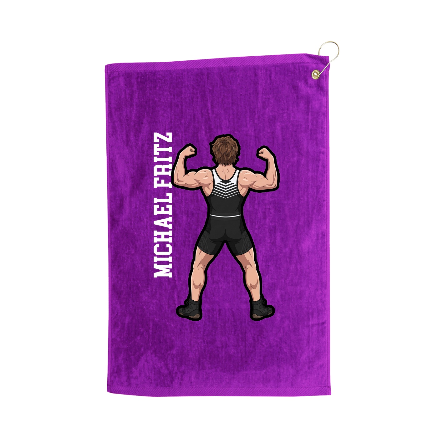 Golf Towel — Name Vertical in Purple