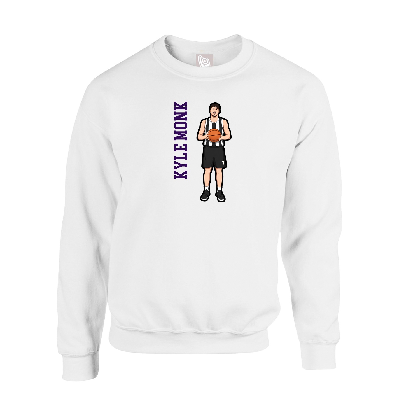 Fleece Crew — Name Vertical in White