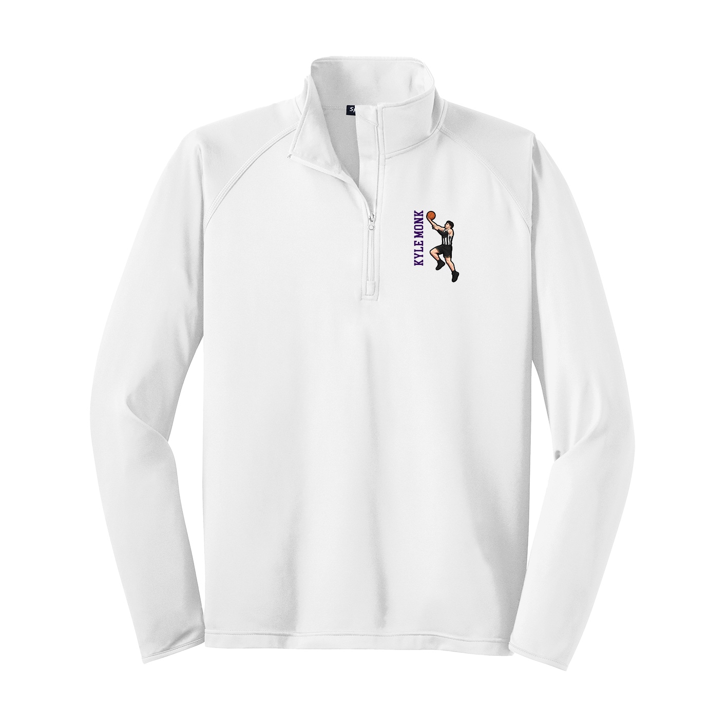 Q-Zip Pullover — Name Vertical in White
