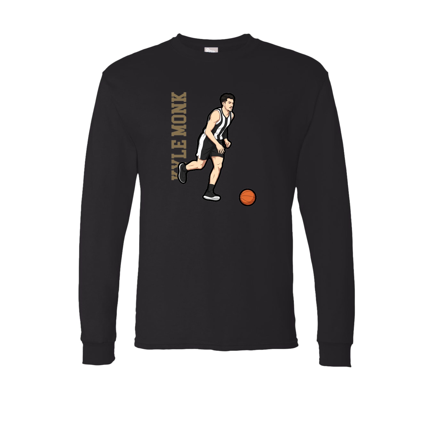Long Sleeve Tee — Name Vertical in Black