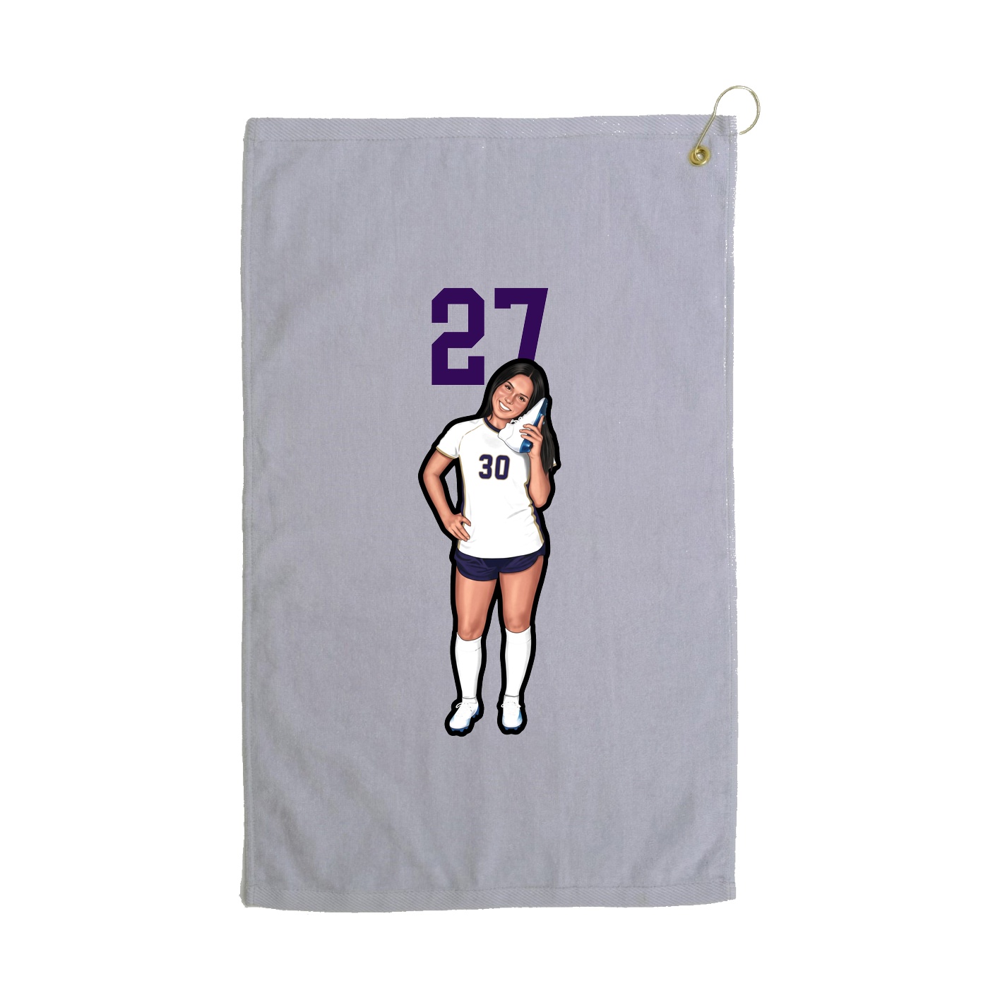Golf Towel — Number Top in Grey