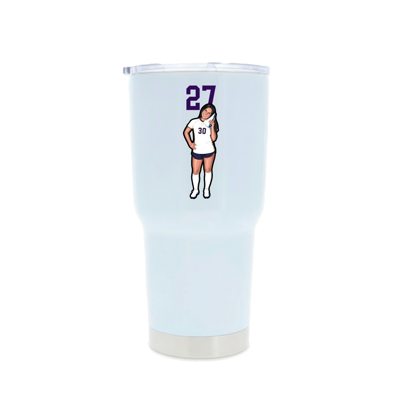 30oz Stainless Steel Tumbler — Number Top in White