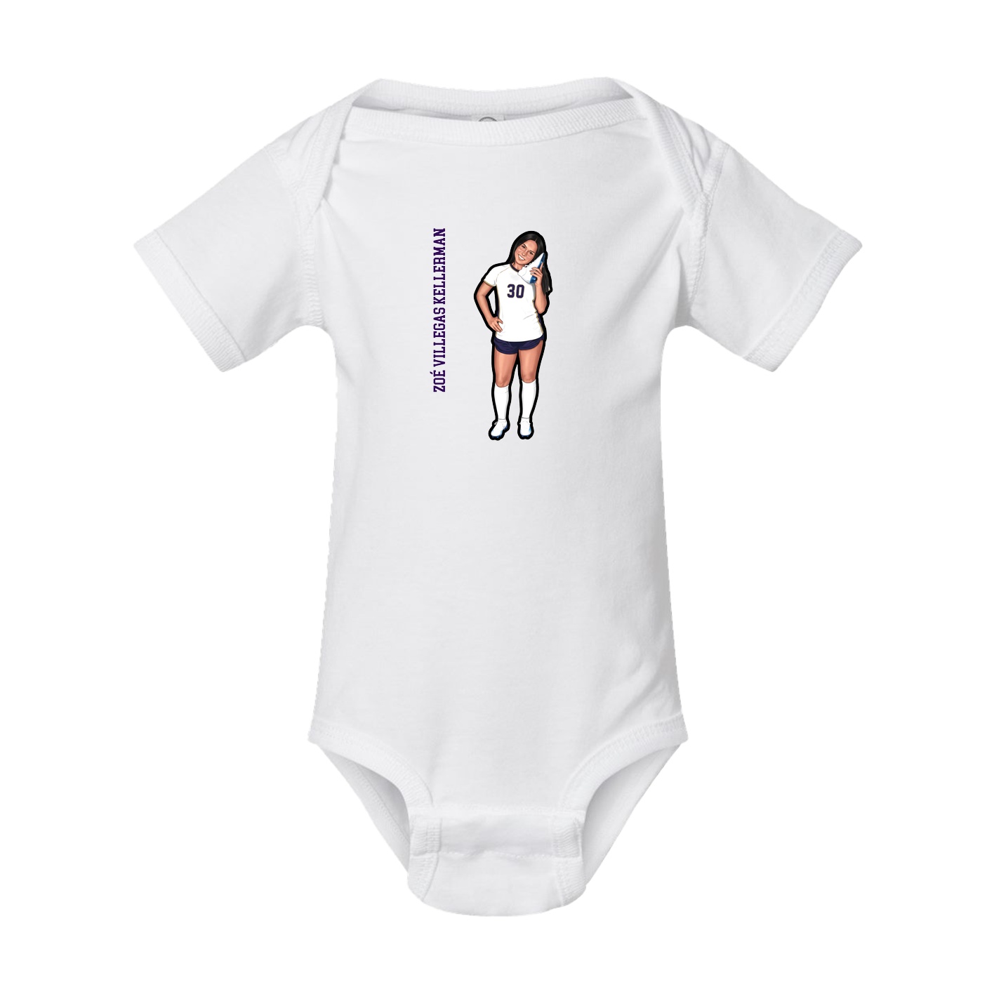 Baby Onesie — Name Vertical in White