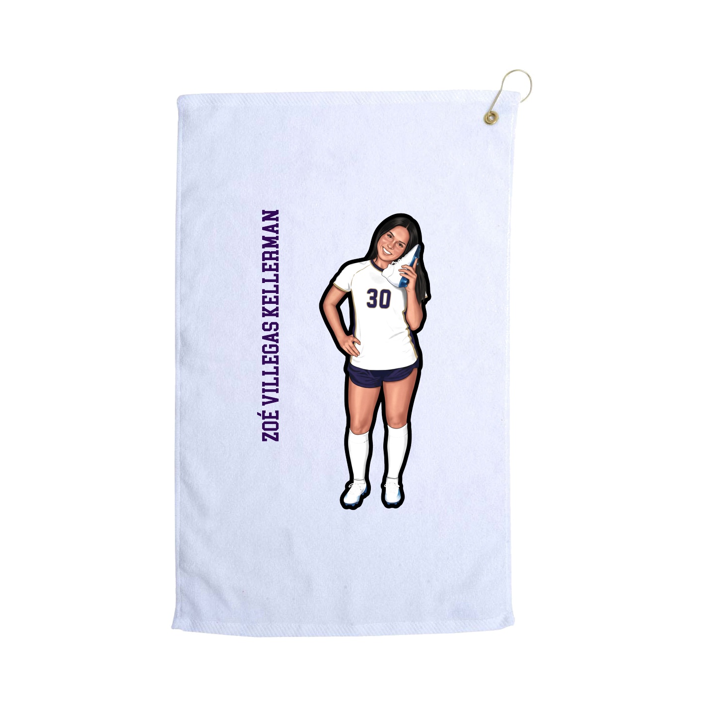 Golf Towel — Name Vertical in White