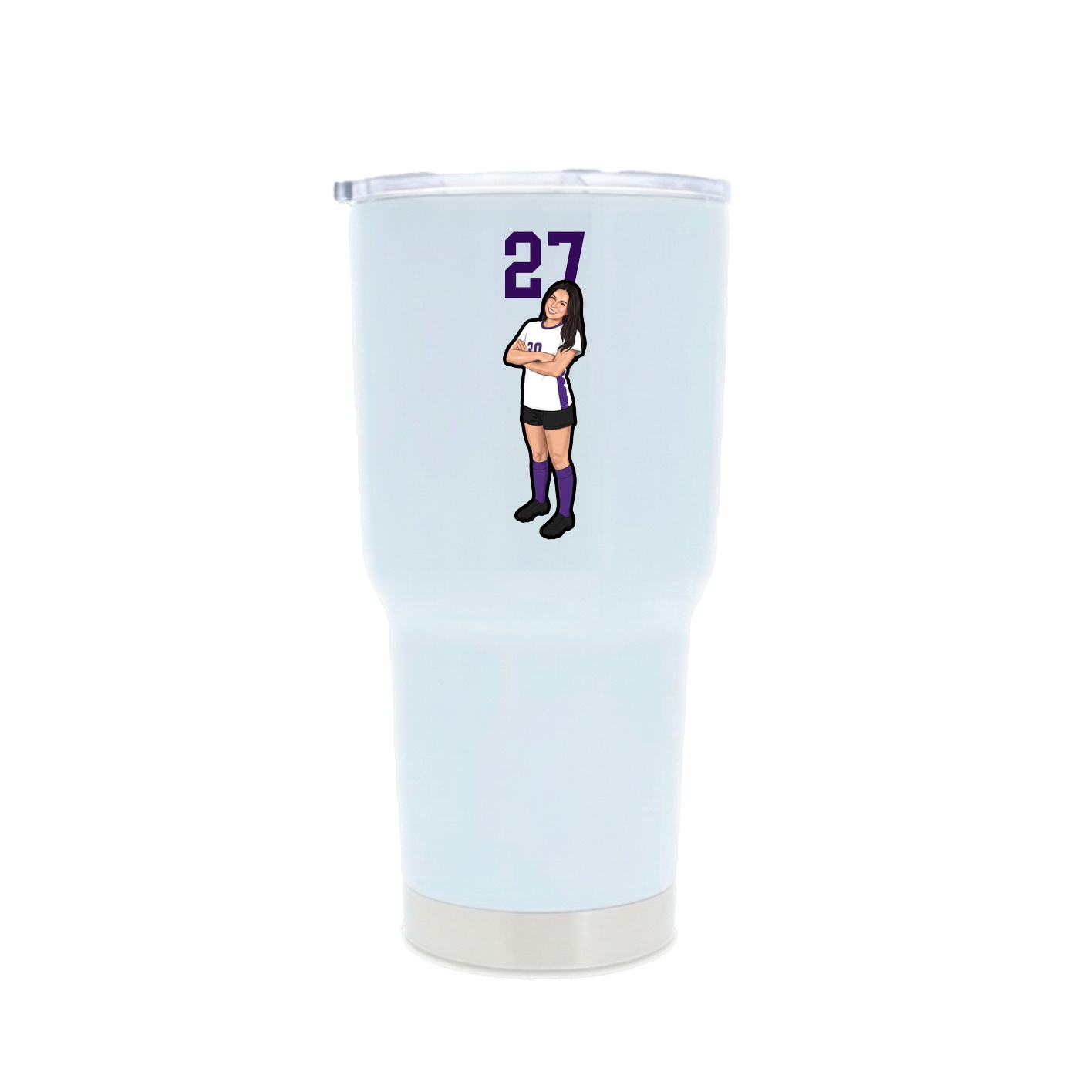 30oz Stainless Steel Tumbler — Number Top in White