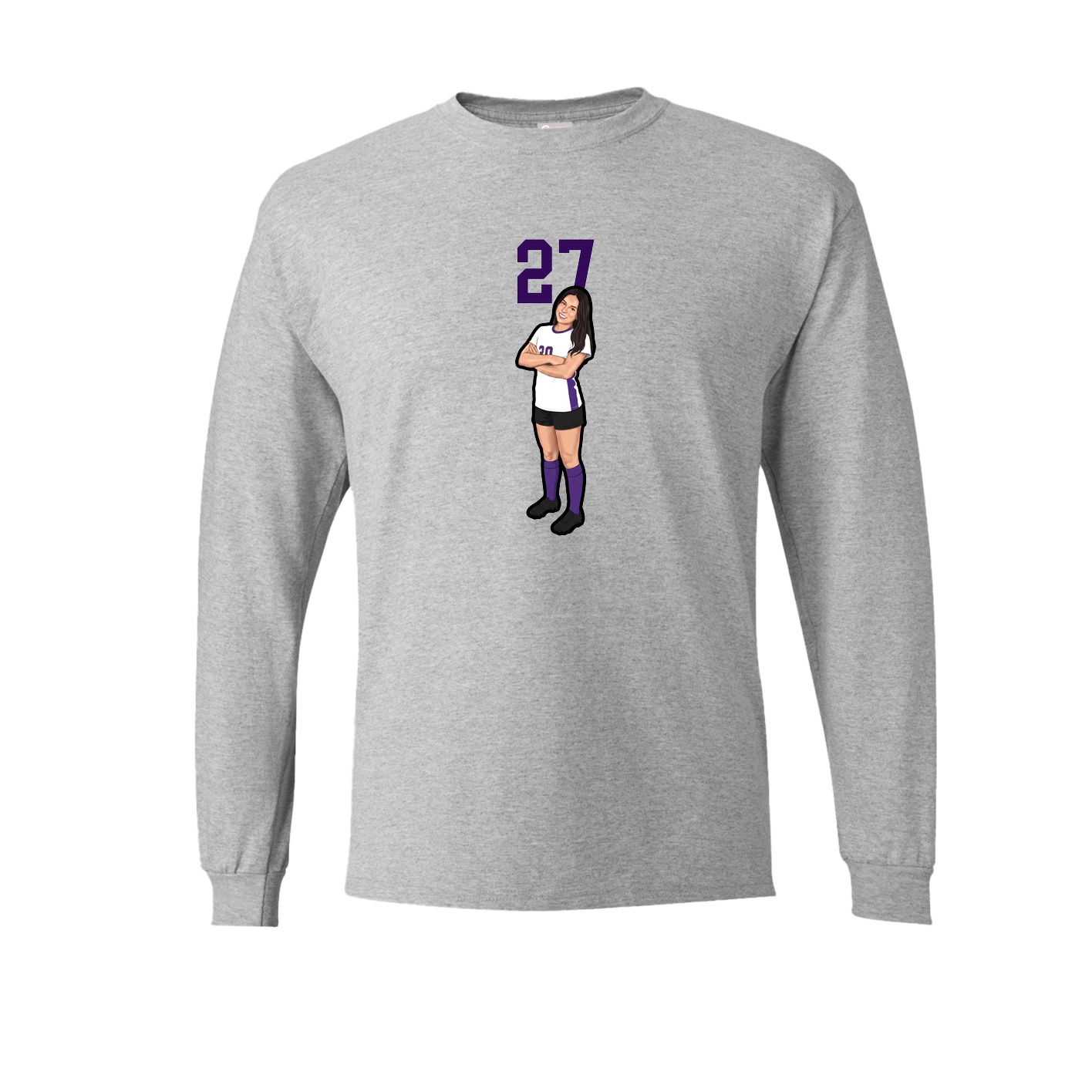 Long Sleeve Tee — Number Top in Grey