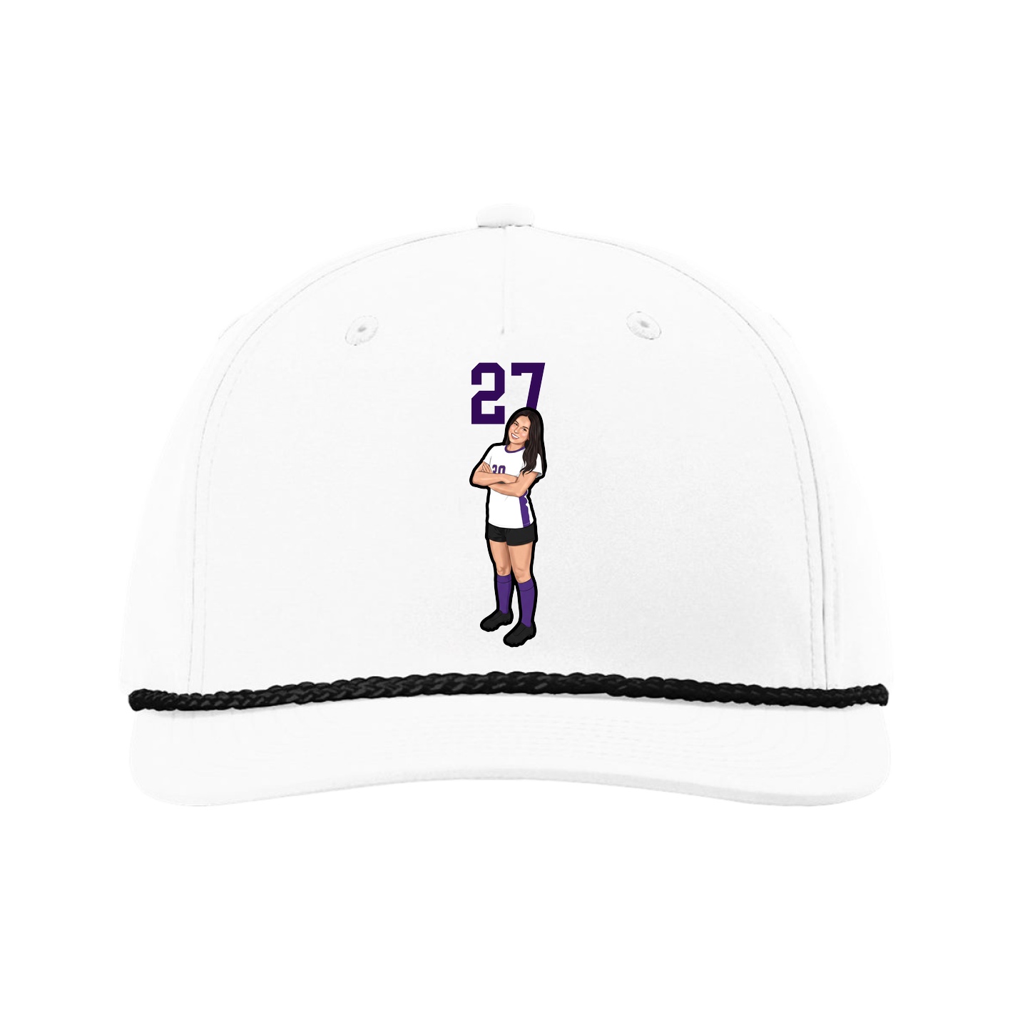Five-Panel Classic Rope Cap — Number Top in White