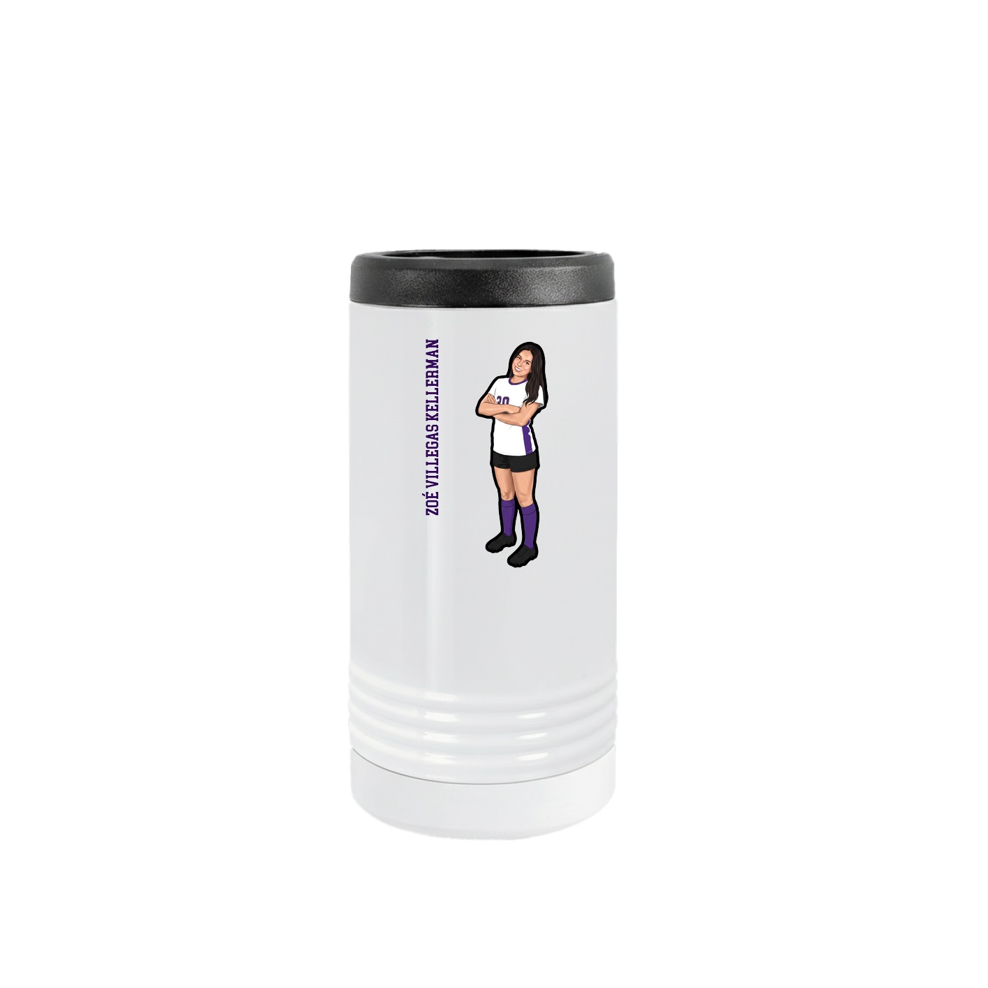 Slim Beverage Holder — Name Vertical in White