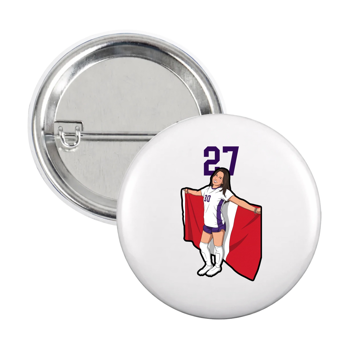 Game Day Button — Number Top in White