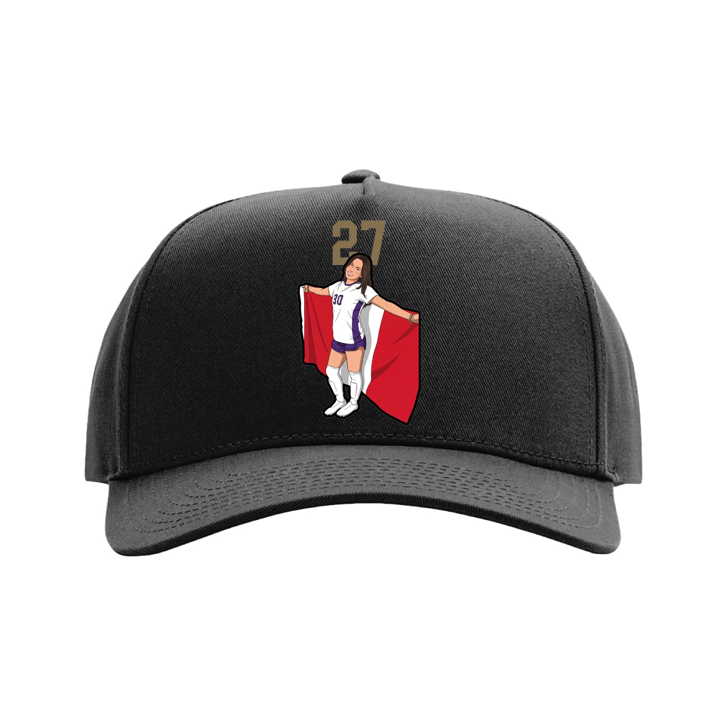 Full Fabric Five-Panel Champ Cap — Number Top in Black