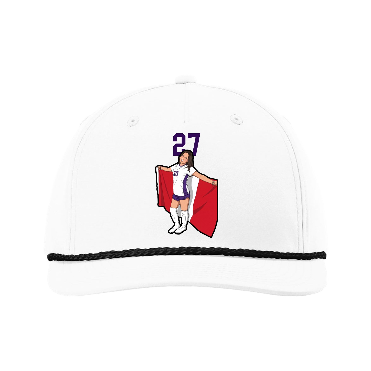 Five-Panel Classic Rope Cap — Number Top in White