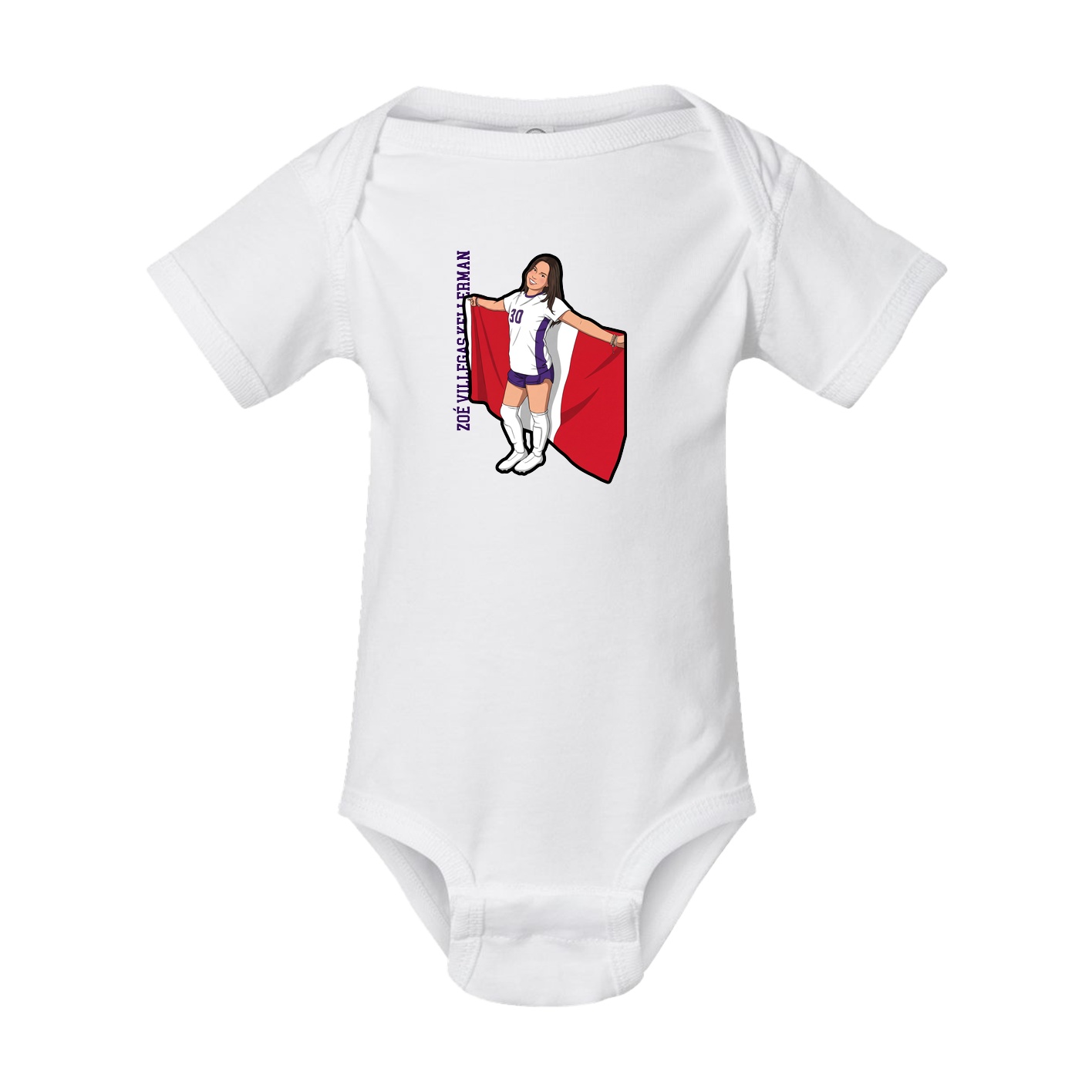 Baby Onesie — Name Vertical in White