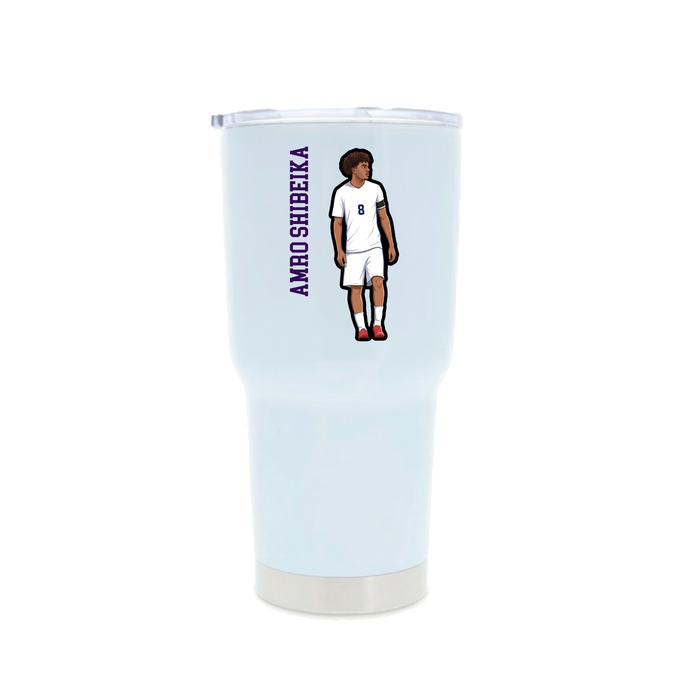 30oz Stainless Steel Tumbler — Name Vertical in White