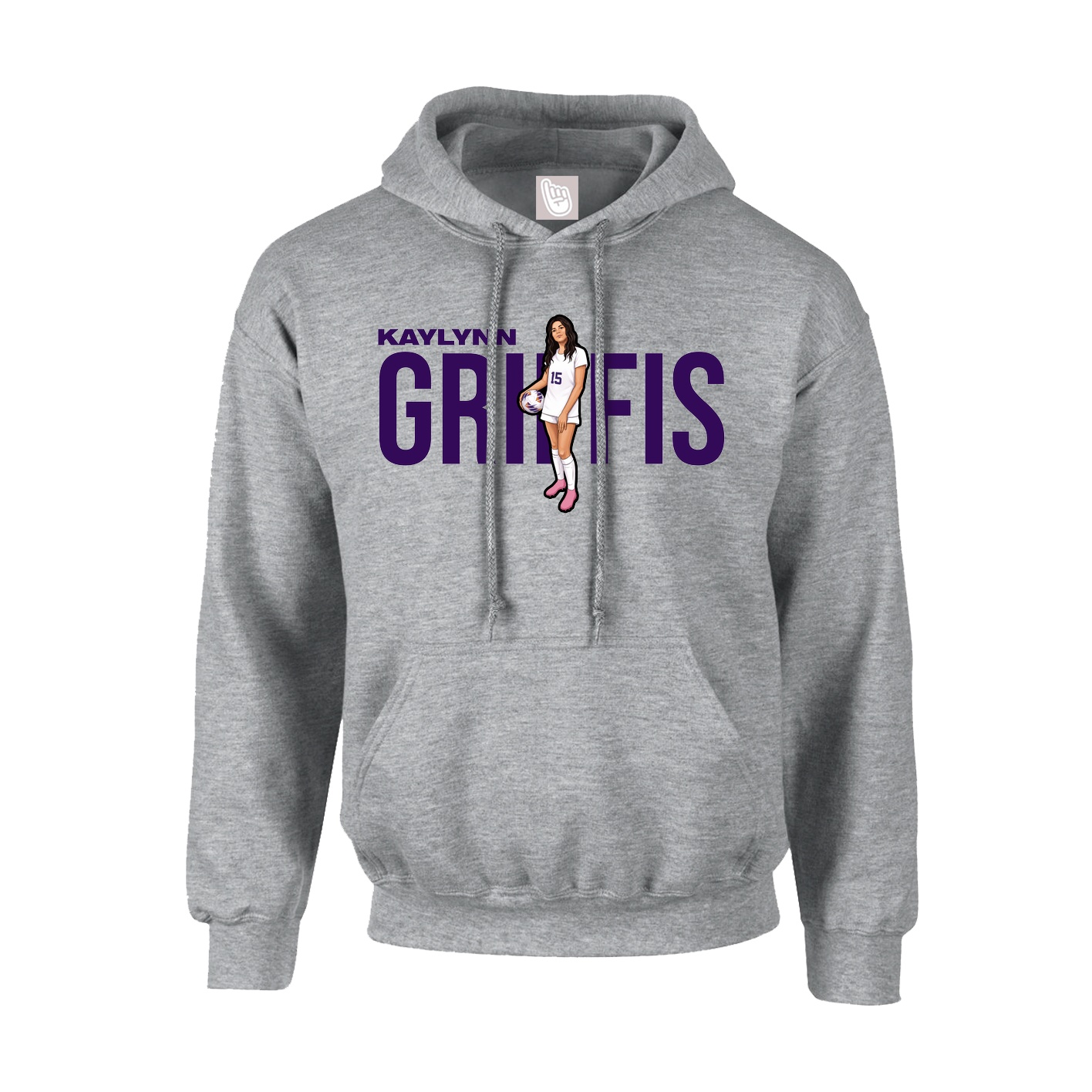 Hoodie — Player Name in Grey