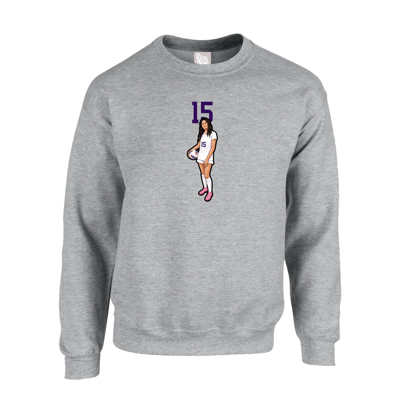 Fleece Crew — Number Top in Grey