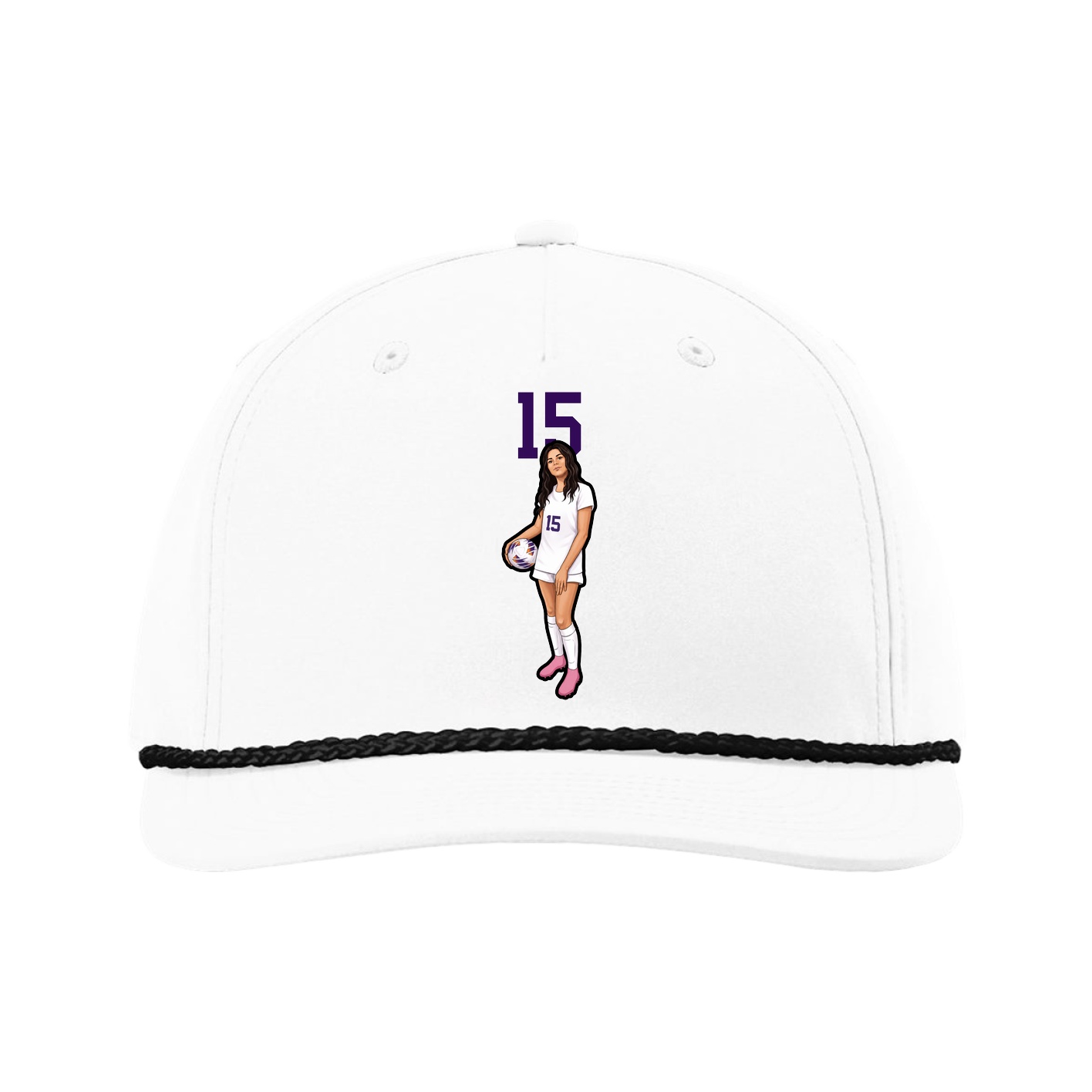 Five-Panel Classic Rope Cap — Number Top in White