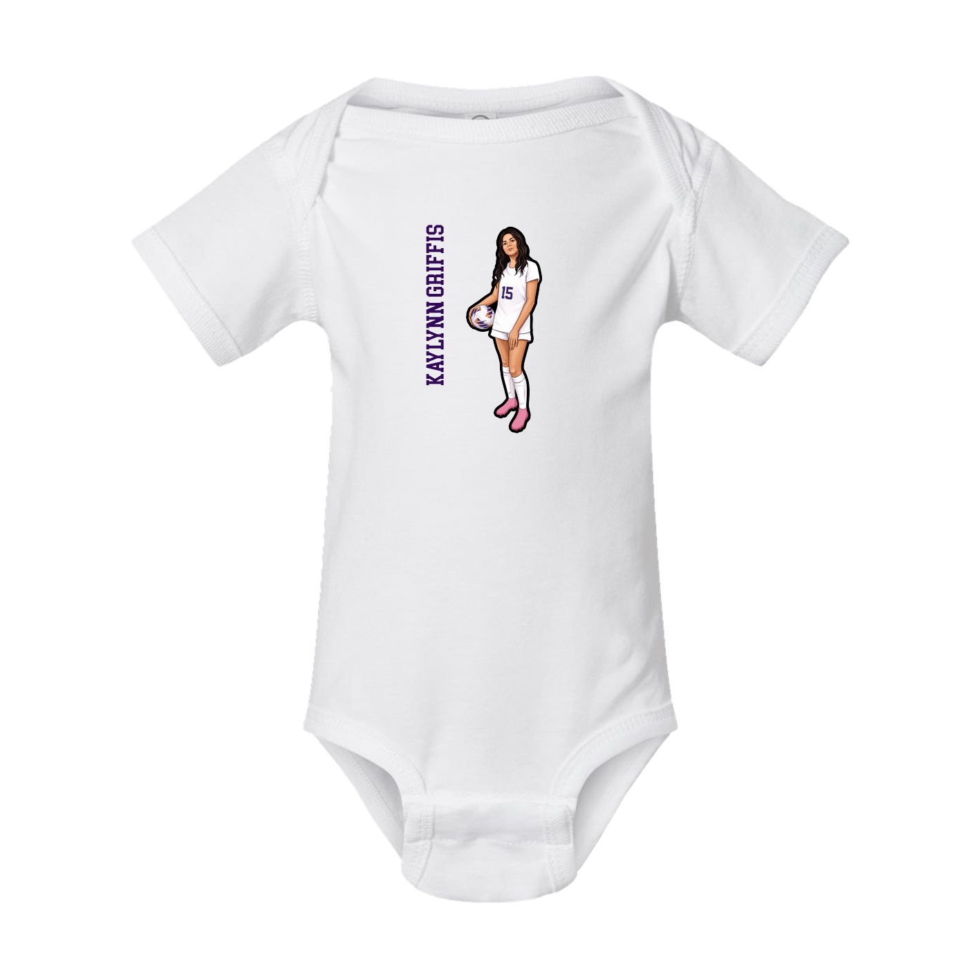 Baby Onesie — Name Vertical in White