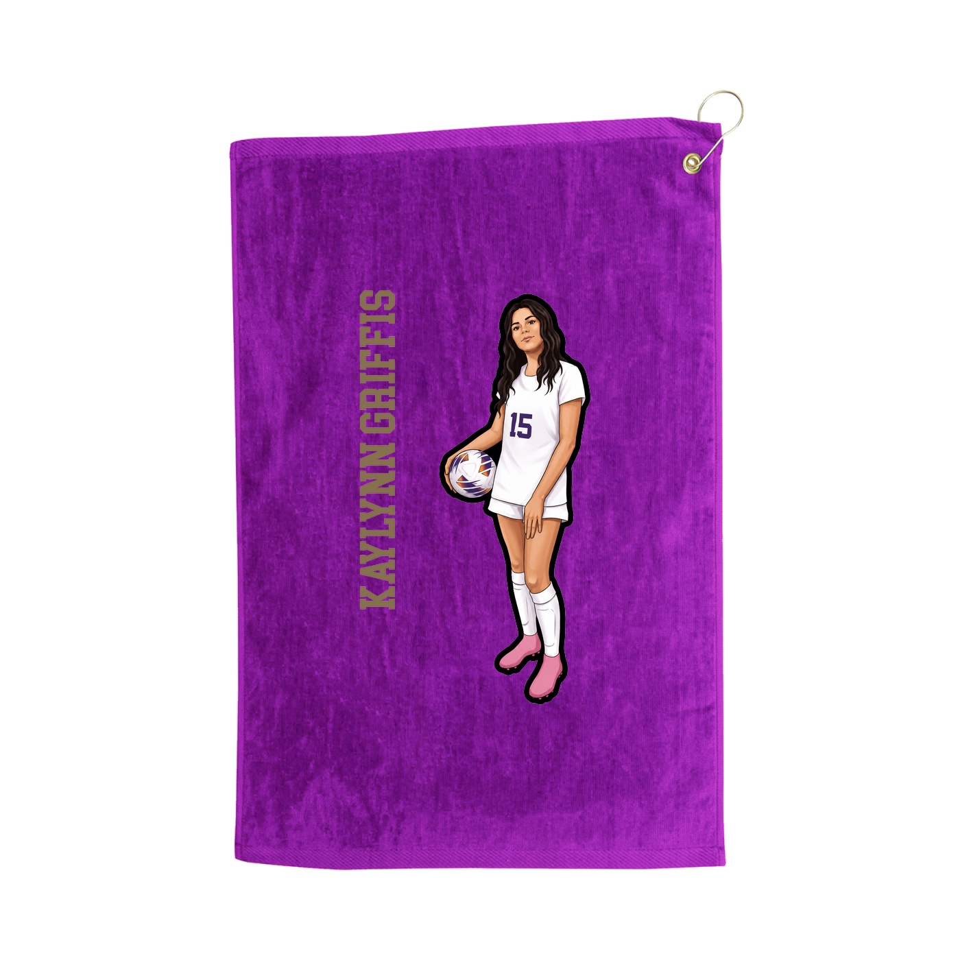 Golf Towel — Name Vertical in Purple