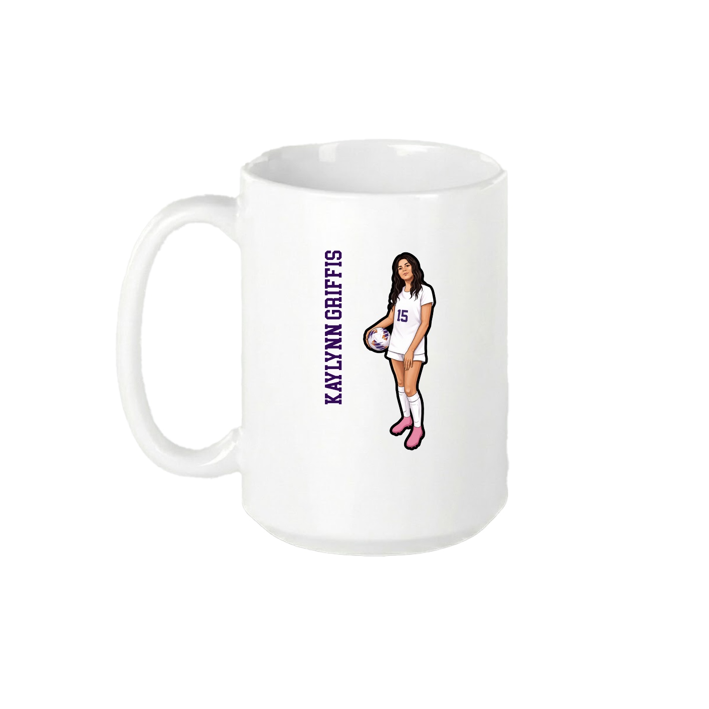 15oz Coffee Mug — Name Vertical in White