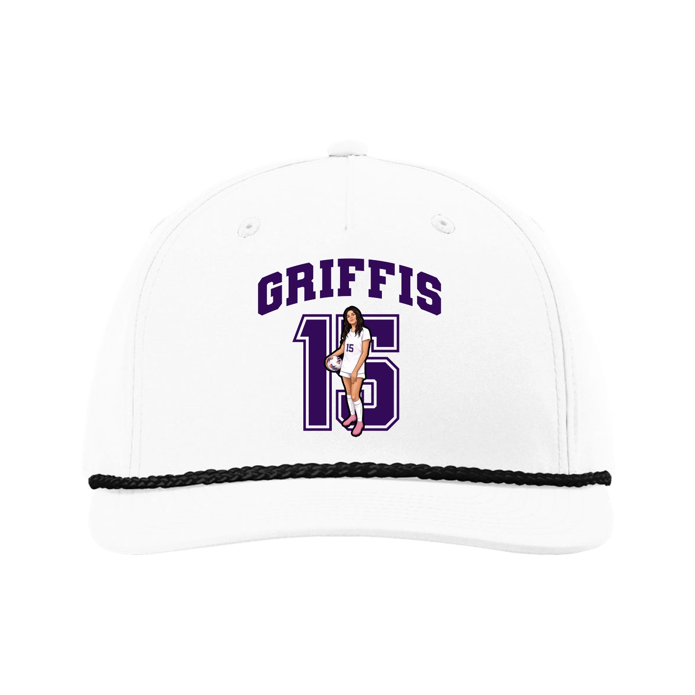 Five-Panel Classic Rope Cap — Number in White