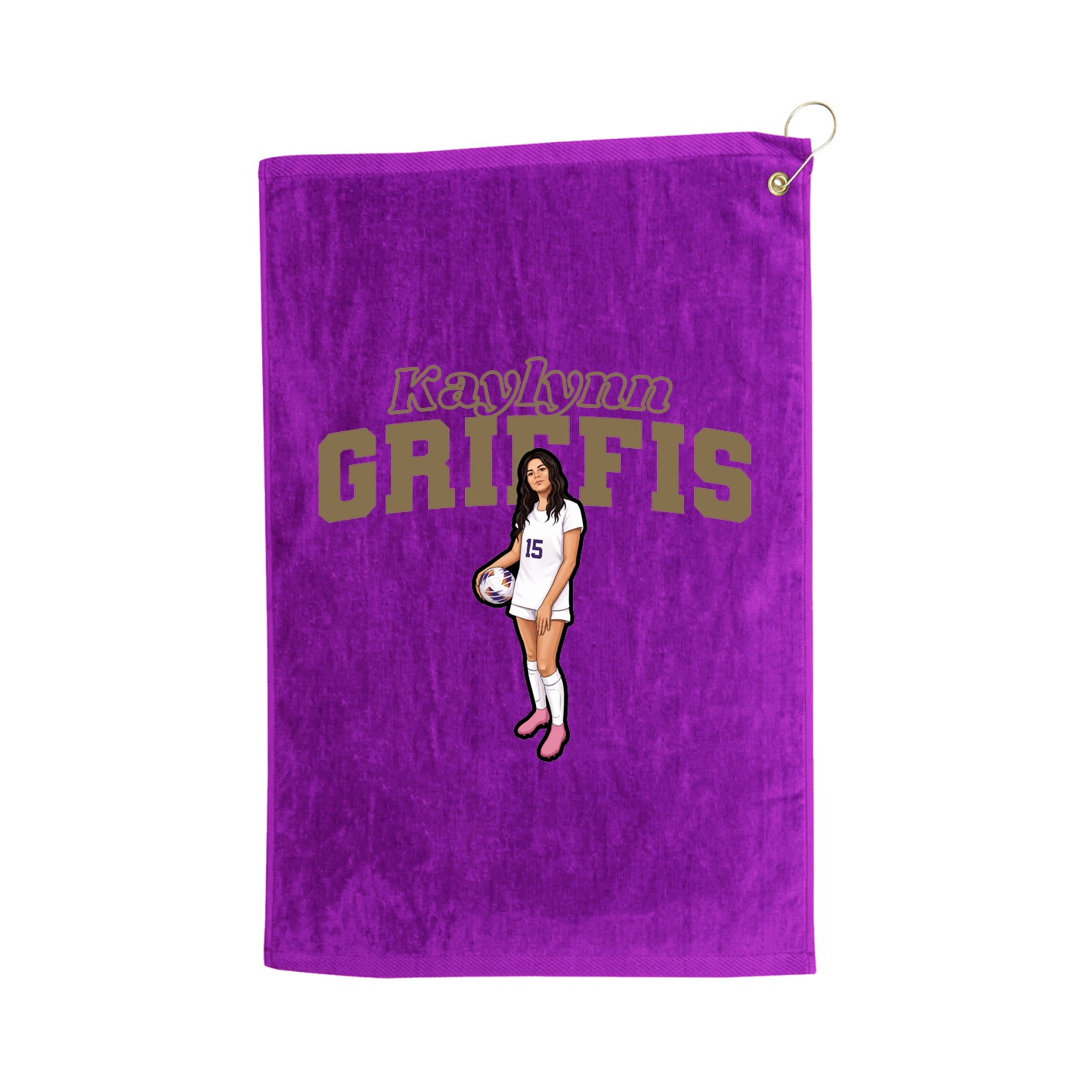 Golf Towel — Name Arch in Purple