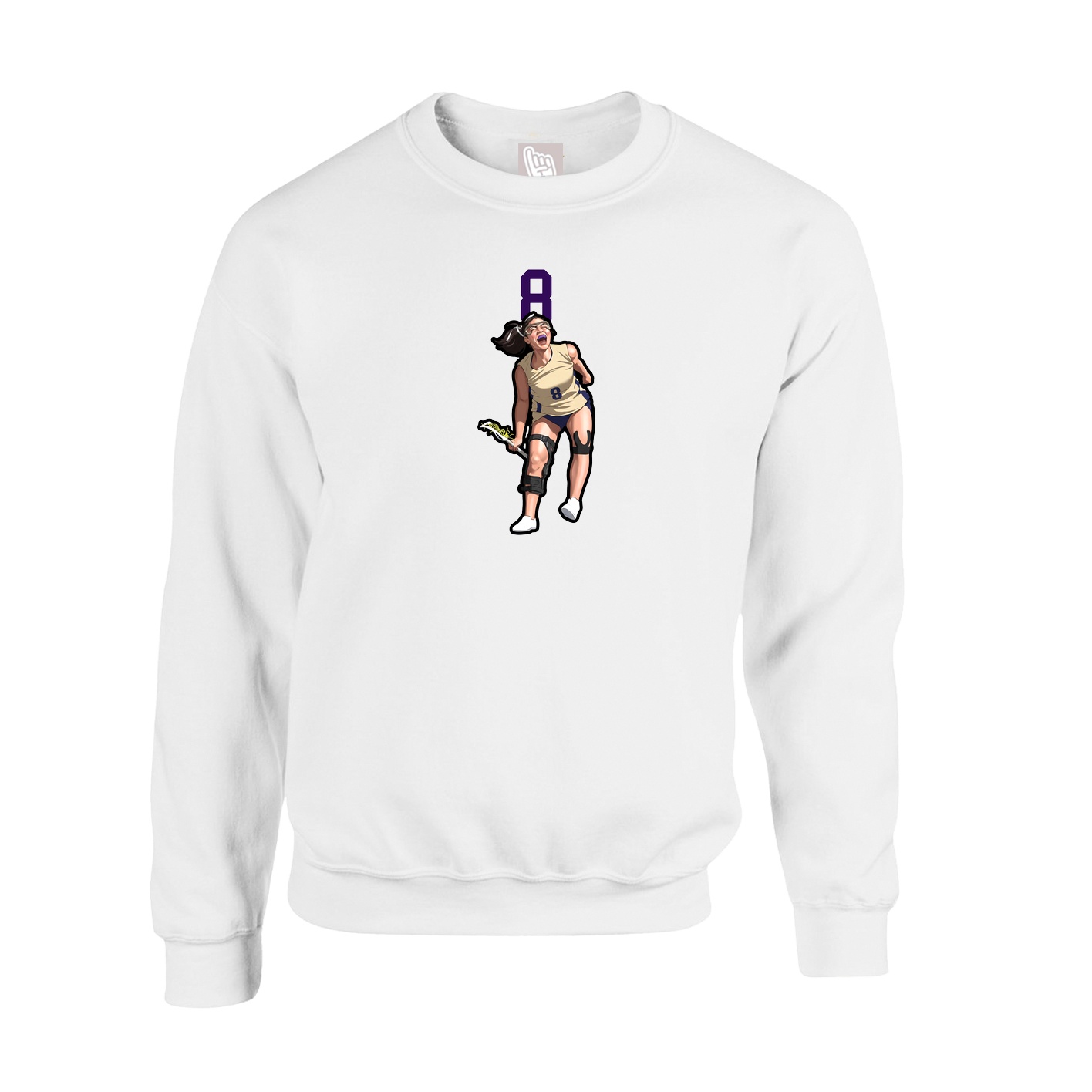 Fleece Crew — Number Top in White
