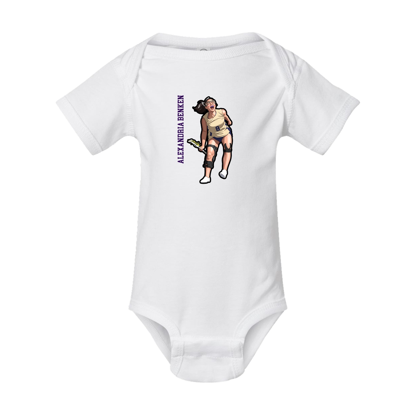 Baby Onesie — Name Vertical in White