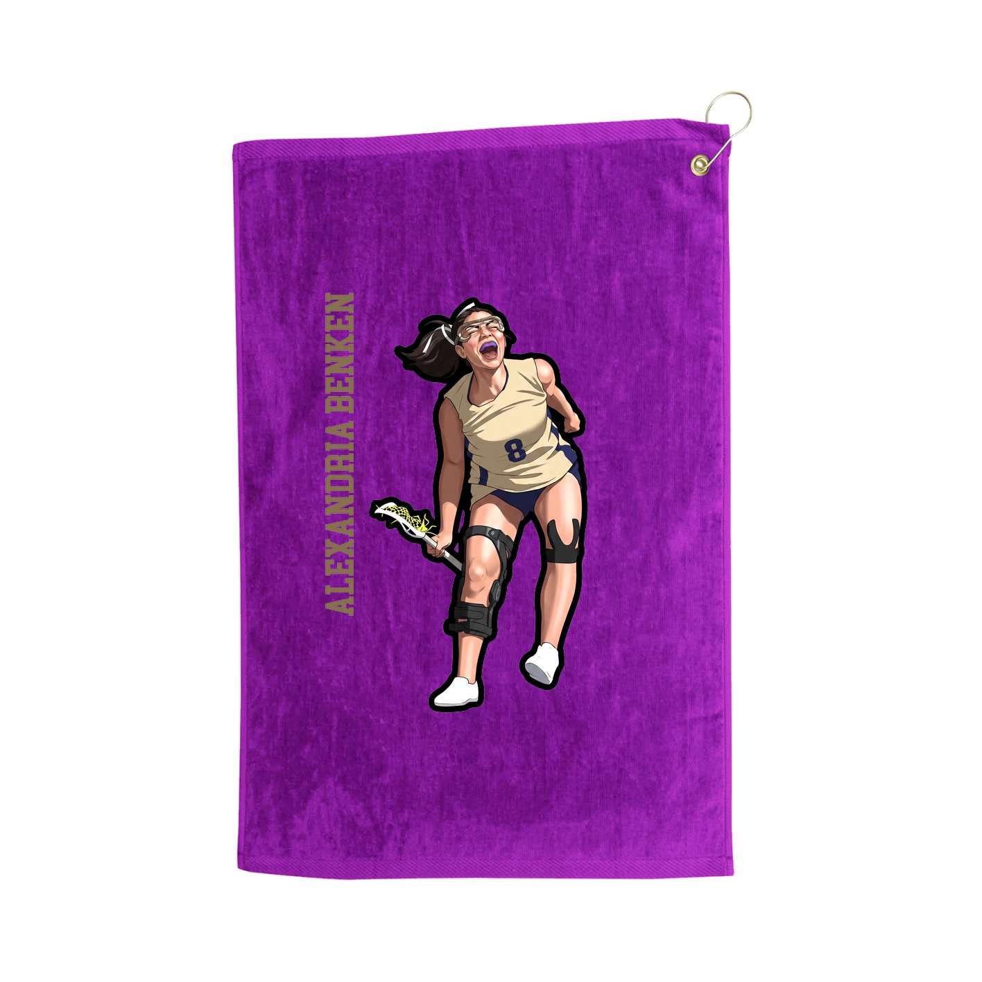 Golf Towel — Name Vertical in Purple