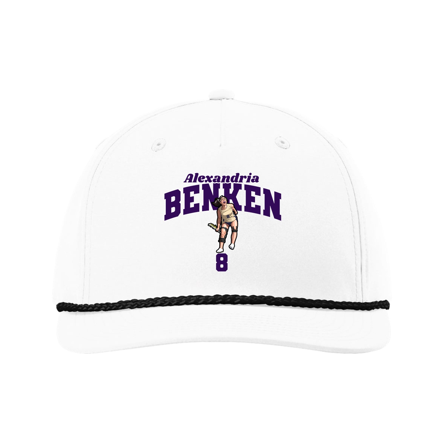 Five-Panel Classic Rope Cap — Signature Arch in White
