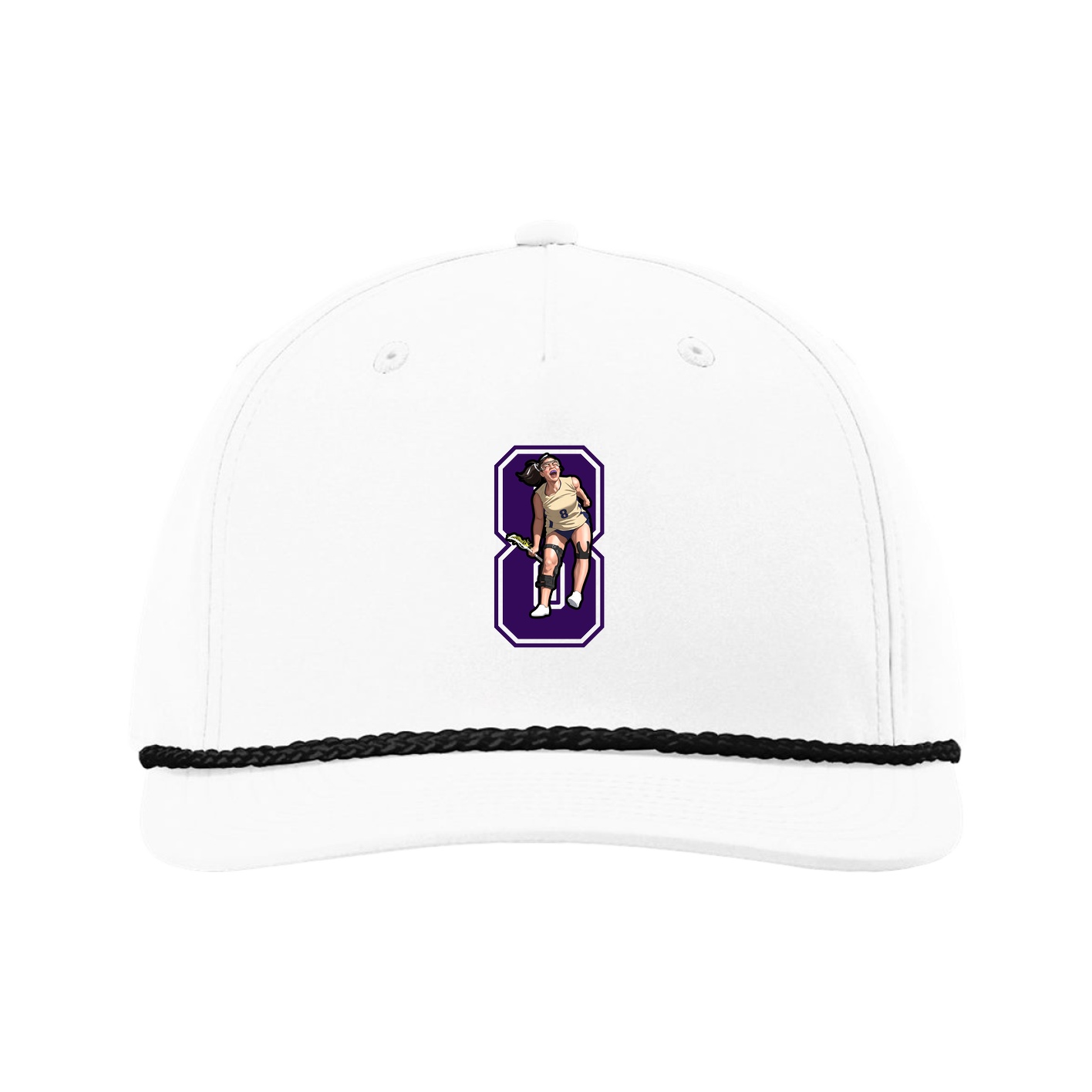 Five-Panel Classic Rope Cap — Number in White
