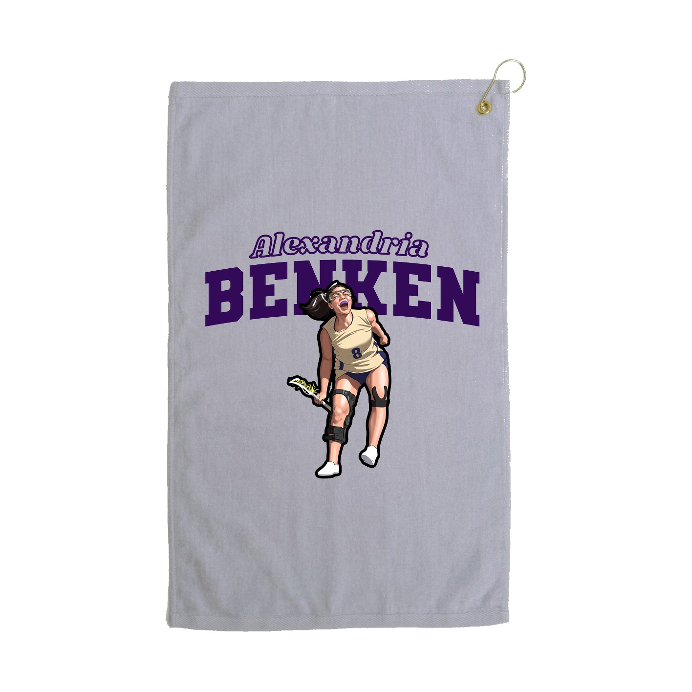 Golf Towel — Name Arch in Grey