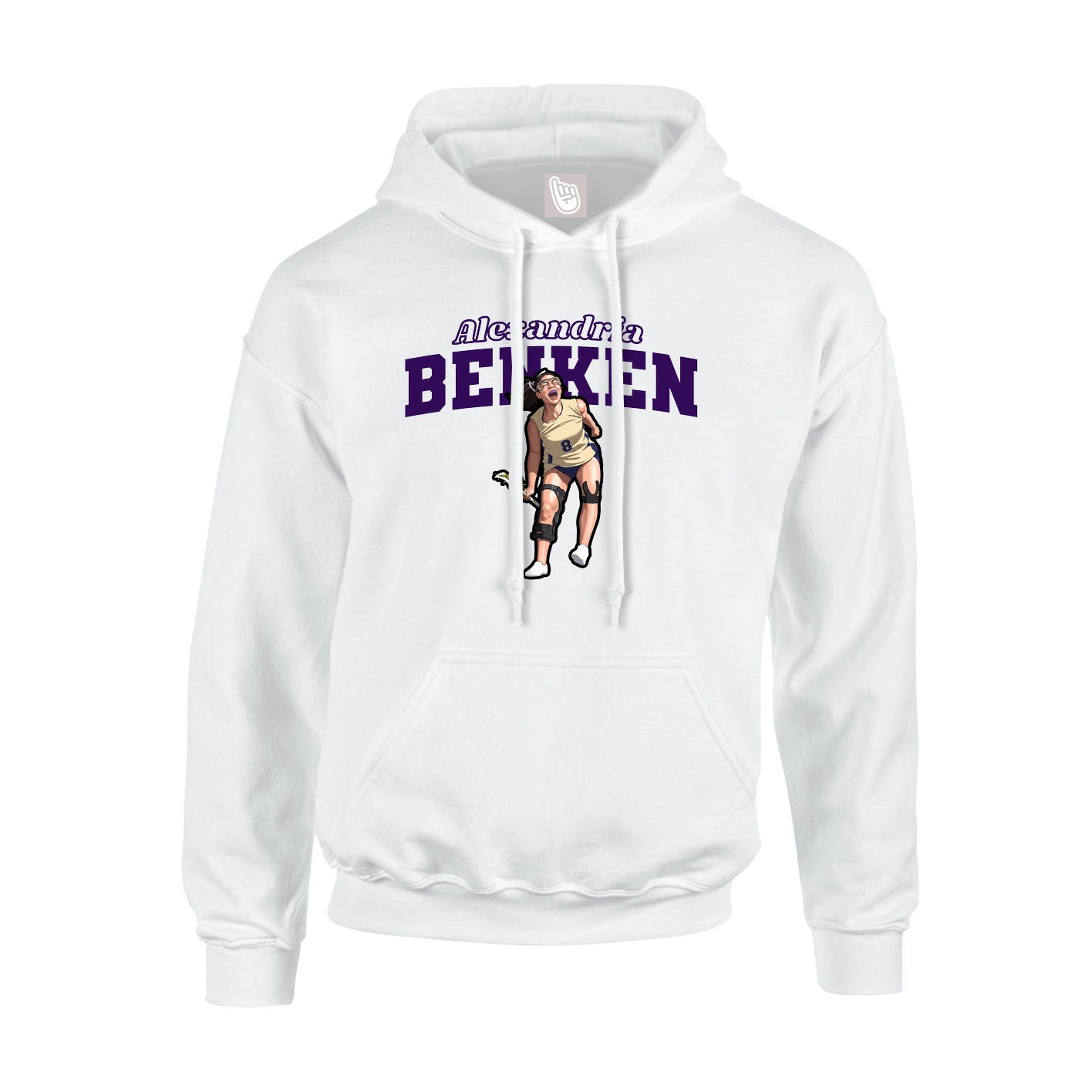 Youth Hoodie — Name Arch in White
