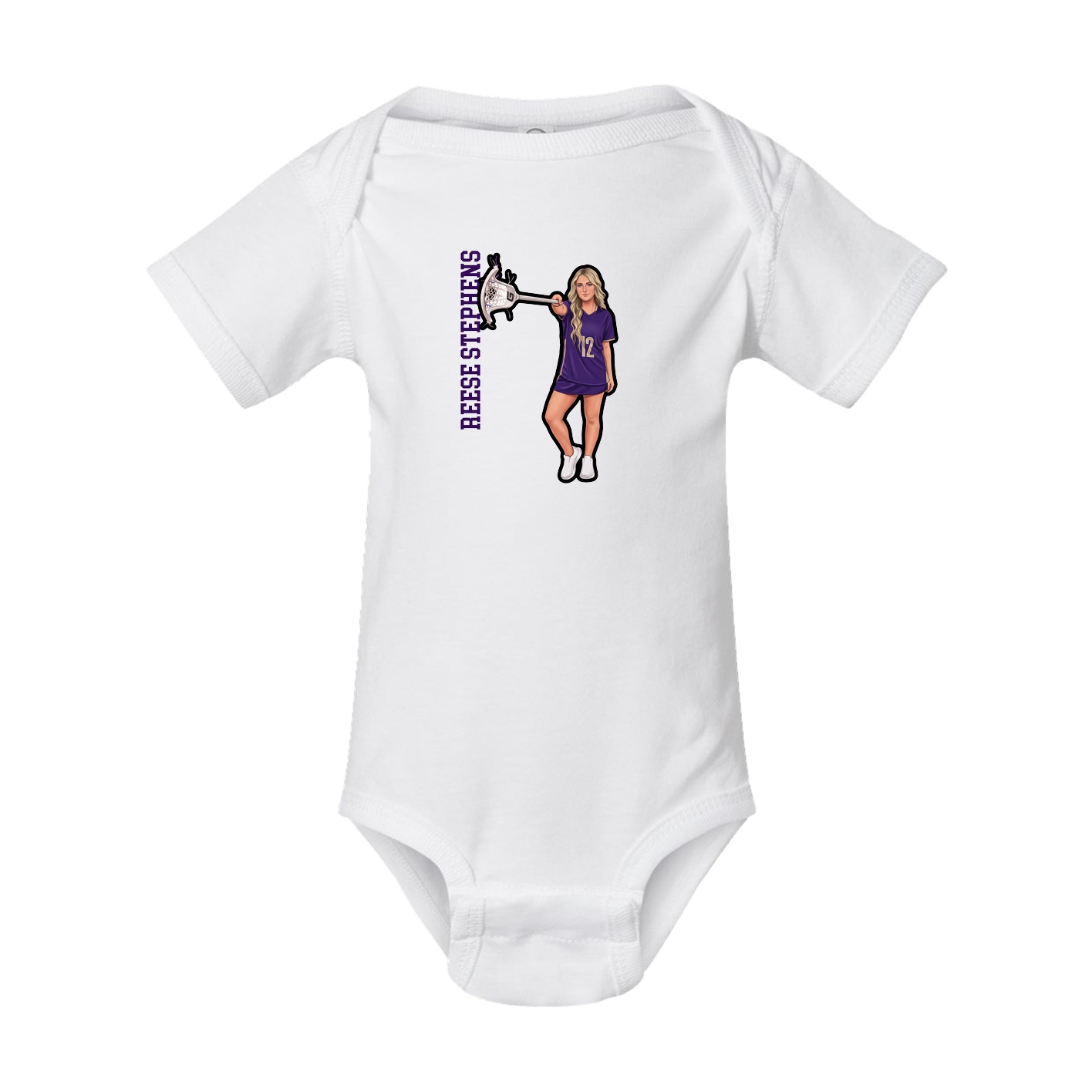Baby Onesie — Name Vertical in White