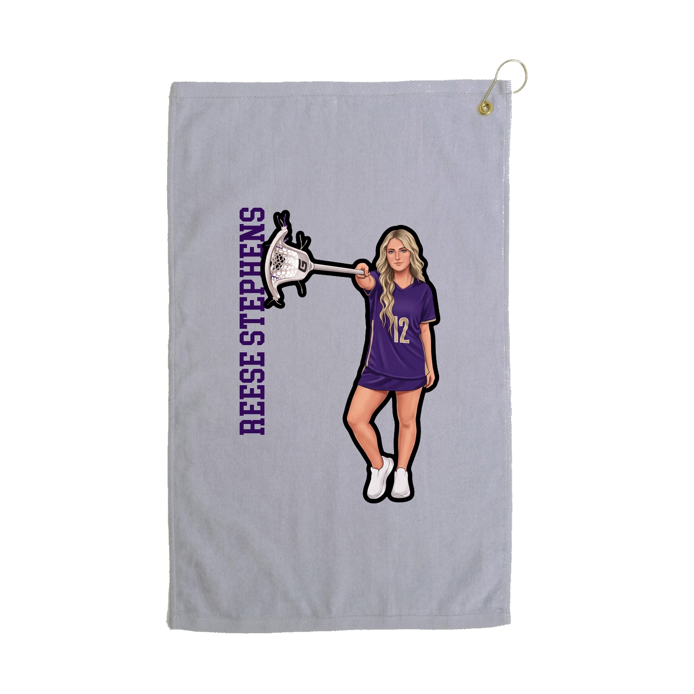 Golf Towel — Name Vertical in Grey