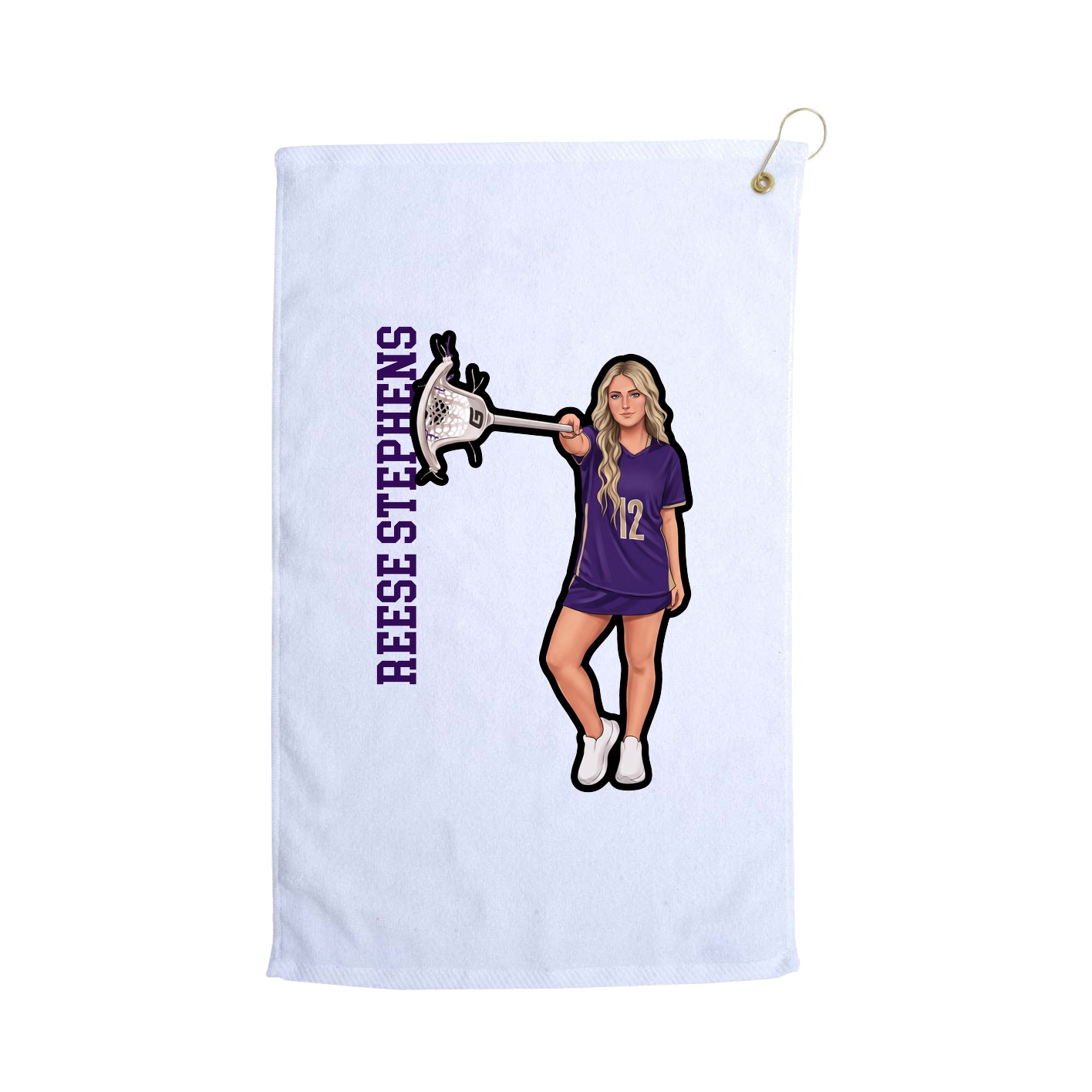 Golf Towel — Name Vertical in White