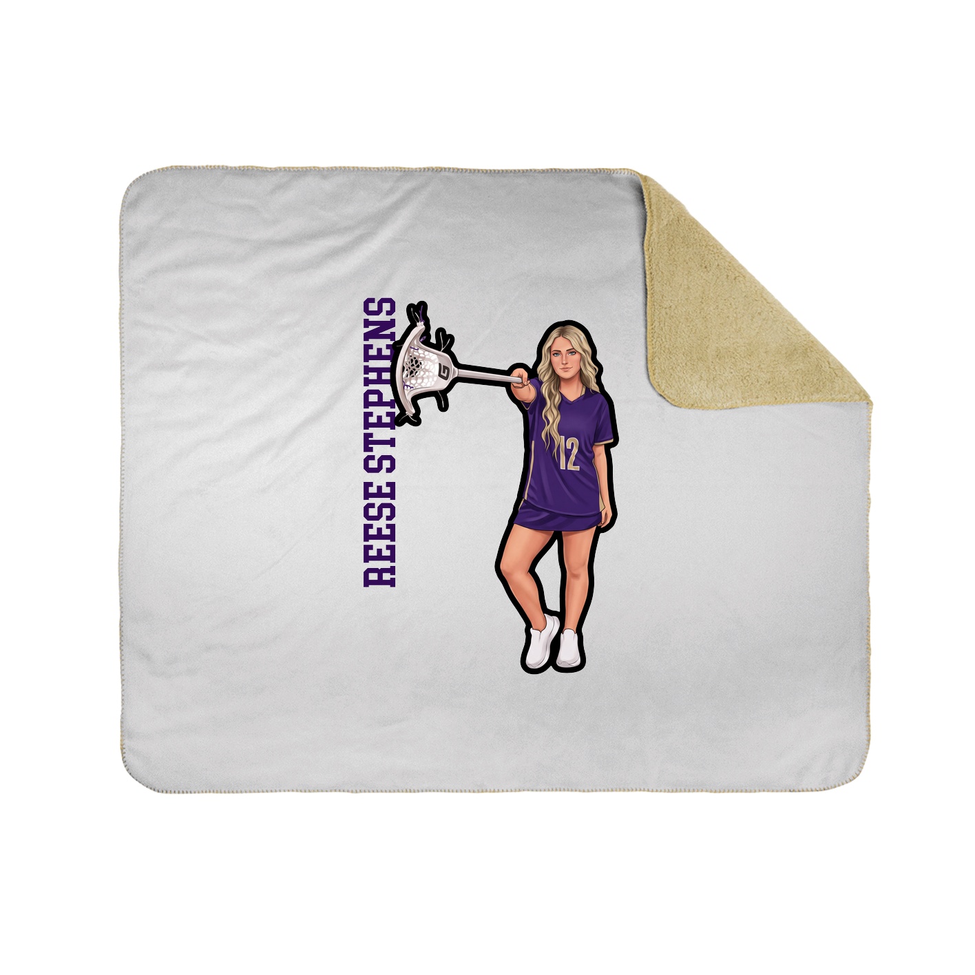 Throw Blanket — Name Vertical in White