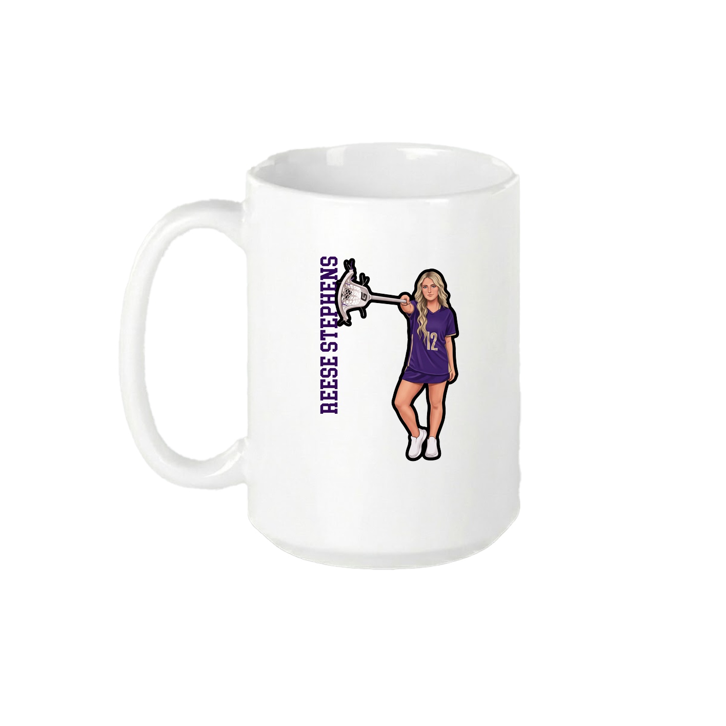 15oz Coffee Mug — Name Vertical in White