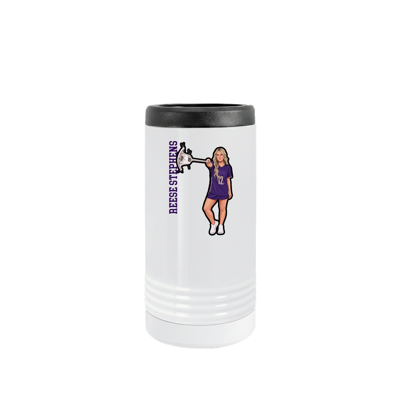 Slim Beverage Holder — Name Vertical in White