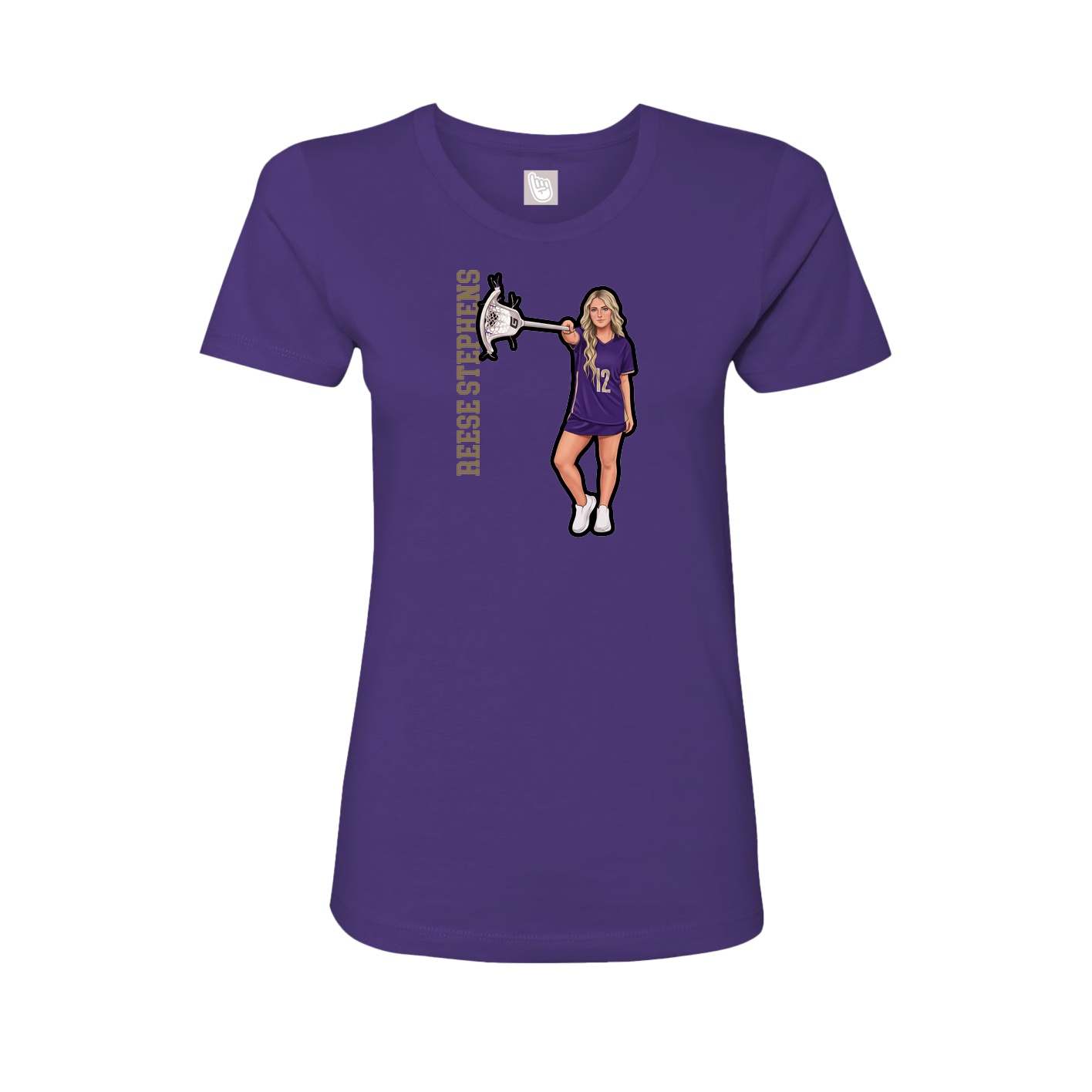 Fitted Women's Tee — Name Vertical in Purple