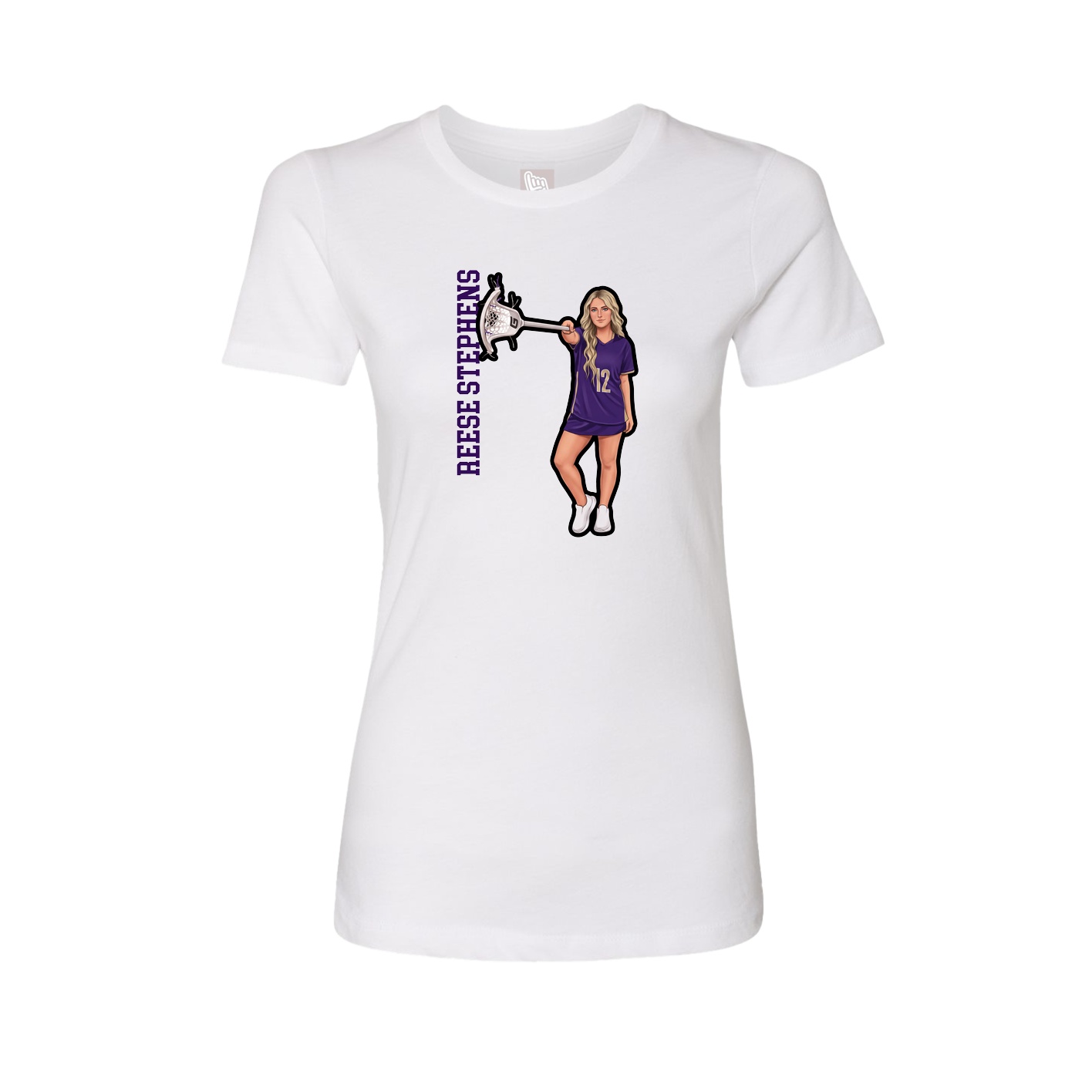 Fitted Women's Tee — Name Vertical in White