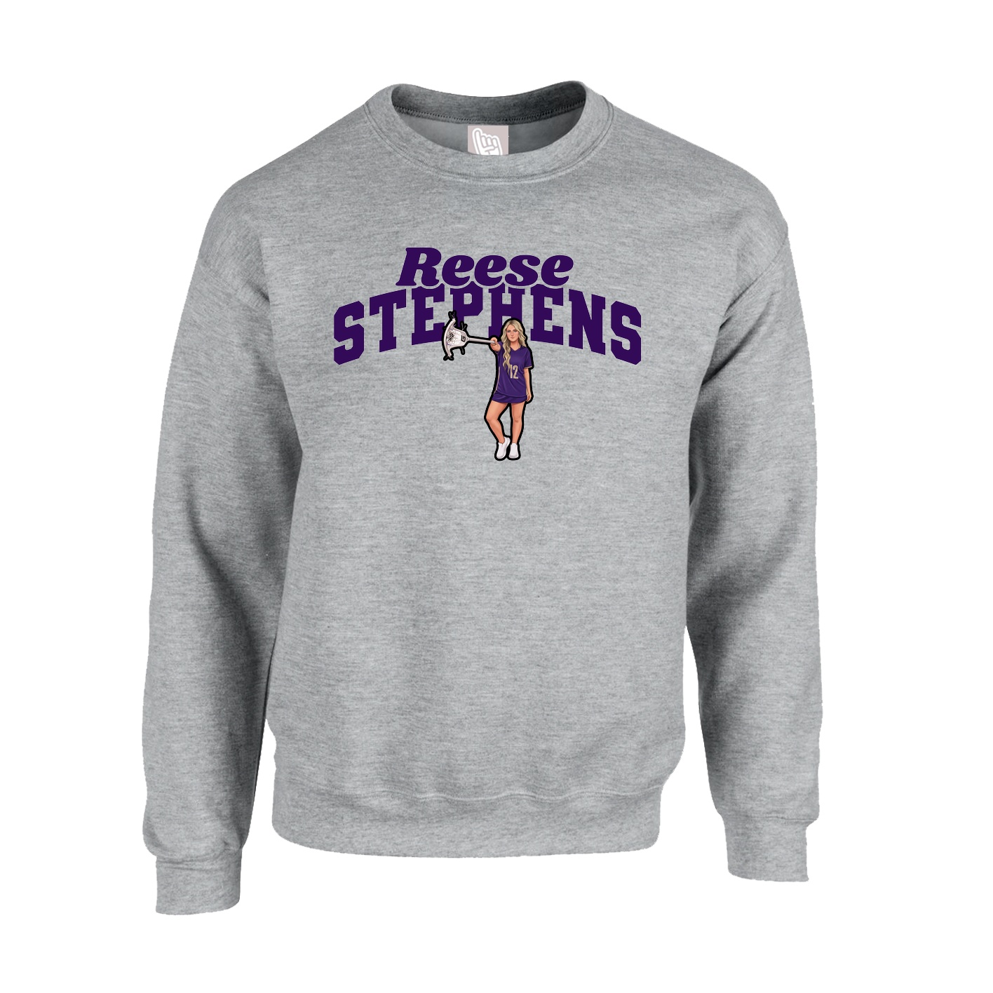Fleece Crew — Signature Arch in Grey