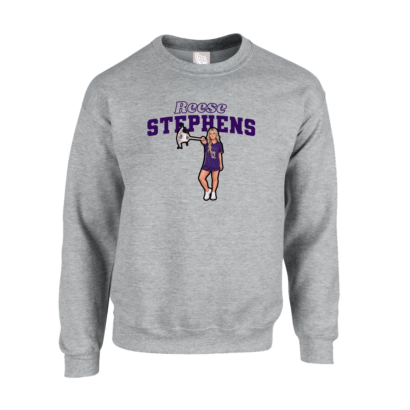Fleece Crew — Name Arch in Grey