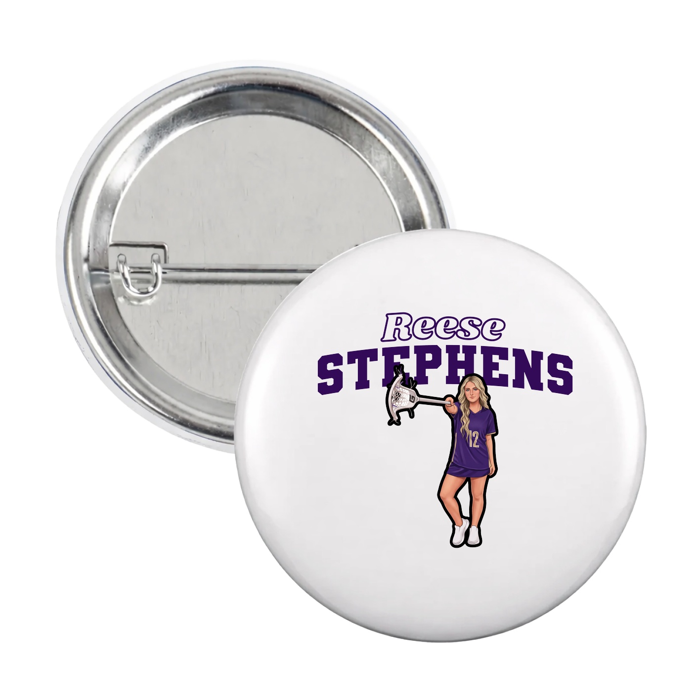 Game Day Button — Name Arch in White