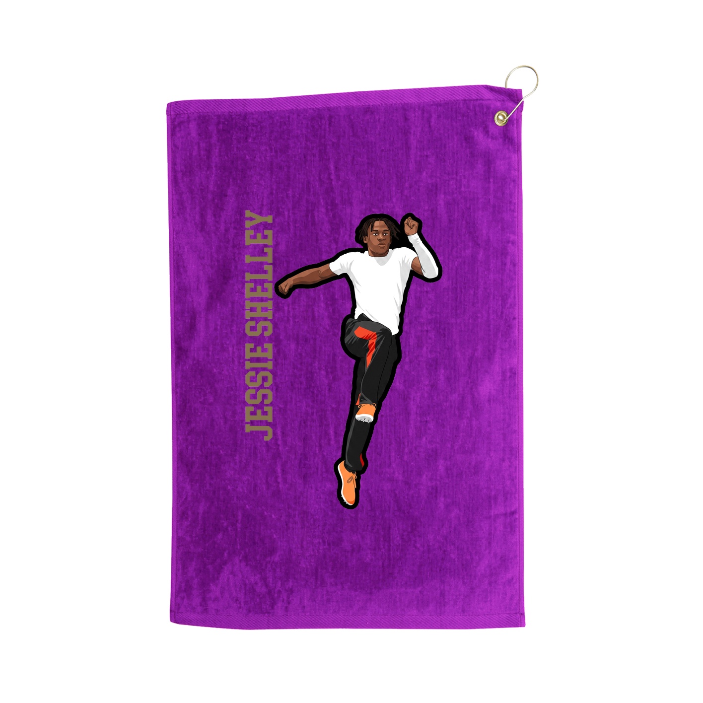 Golf Towel — Name Vertical in Purple