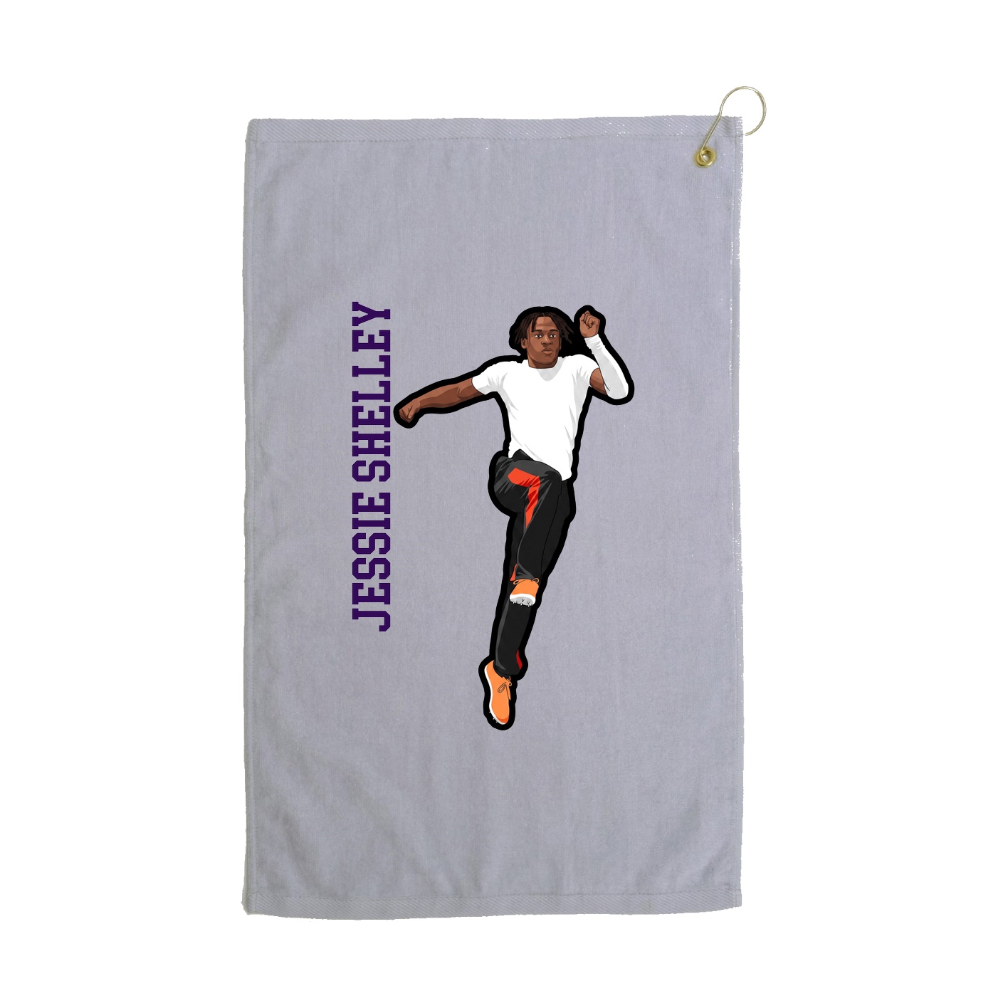 Golf Towel — Name Vertical in Grey