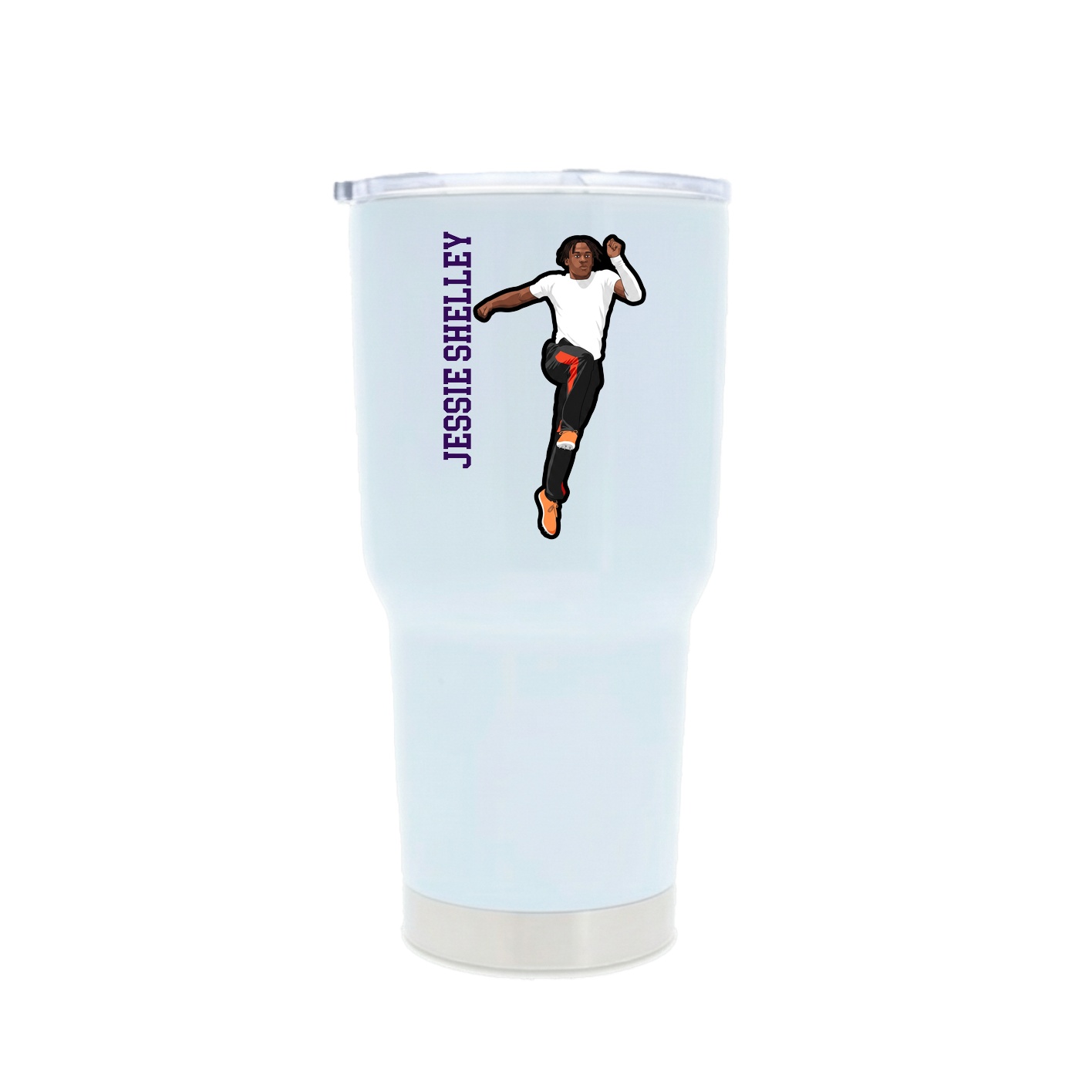 30oz Stainless Steel Tumbler — Name Vertical in White