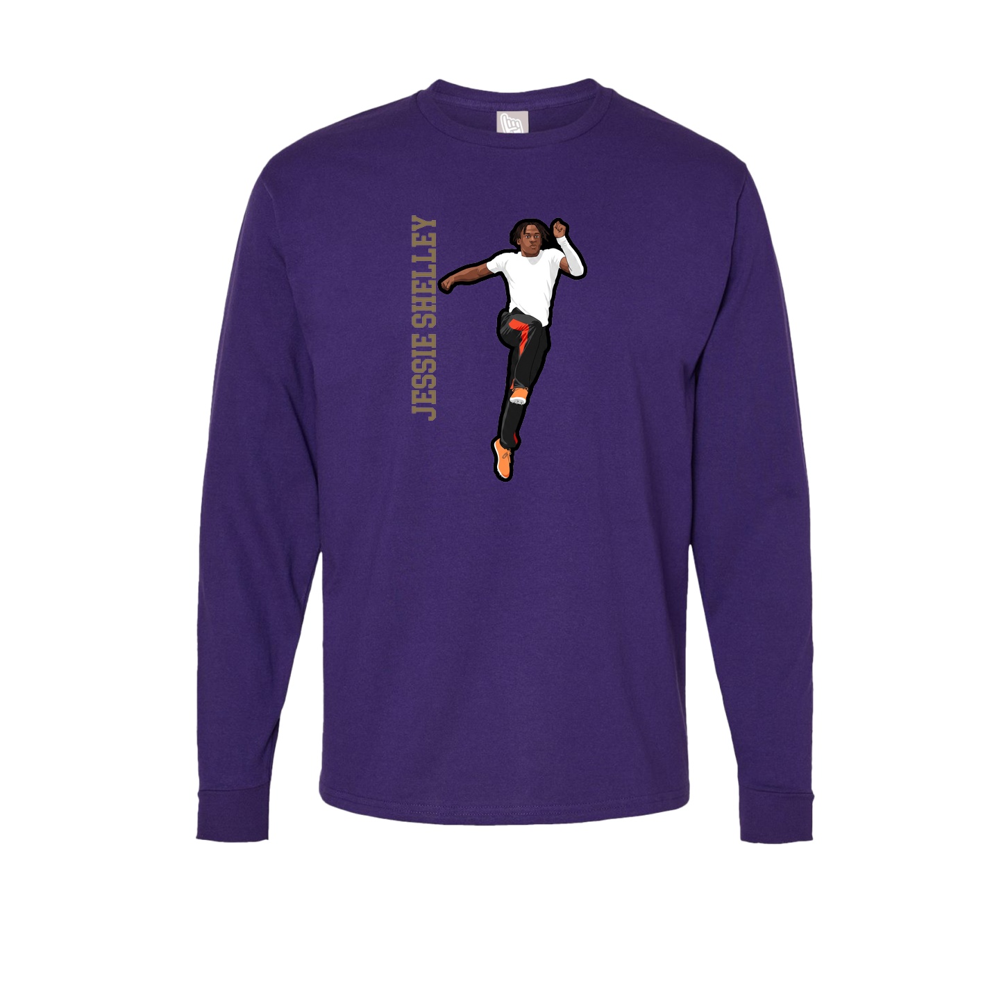 Long Sleeve Tee — Name Vertical in Purple