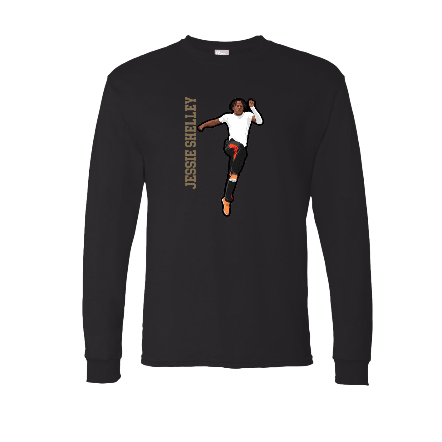 Long Sleeve Tee — Name Vertical in Black