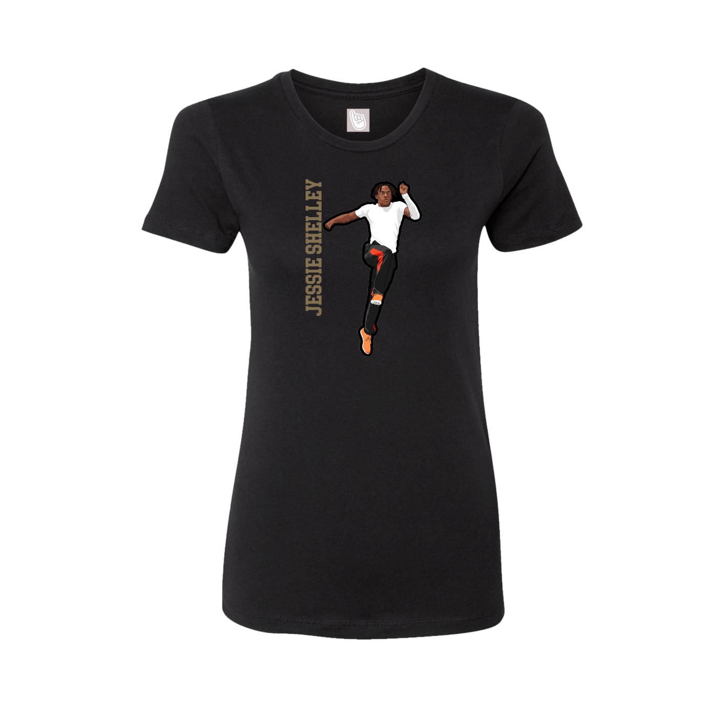 Womens Tee — Name Vertical in Black