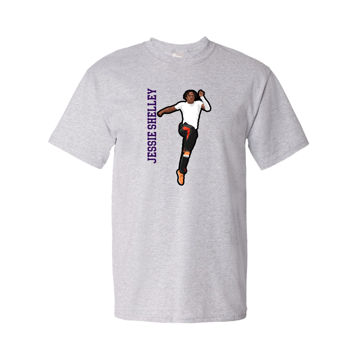 Youth Tee — Name Vertical in Grey